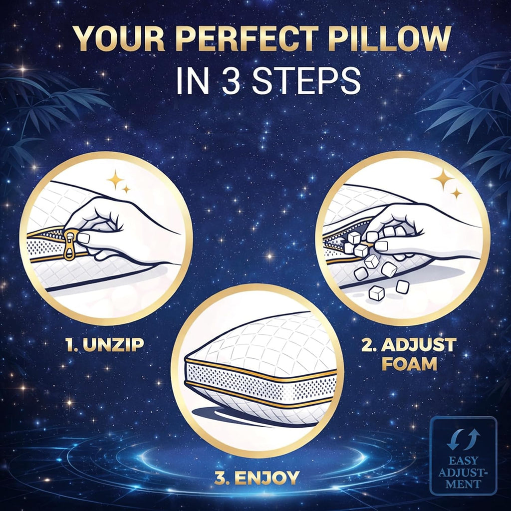 Royaltherapy Royal relaxation 2-Pack Queen Memory Foam Pillow, Adjustable Shredded Odor-Free Bed Pillow for Neck & Shoulder, Breathable…