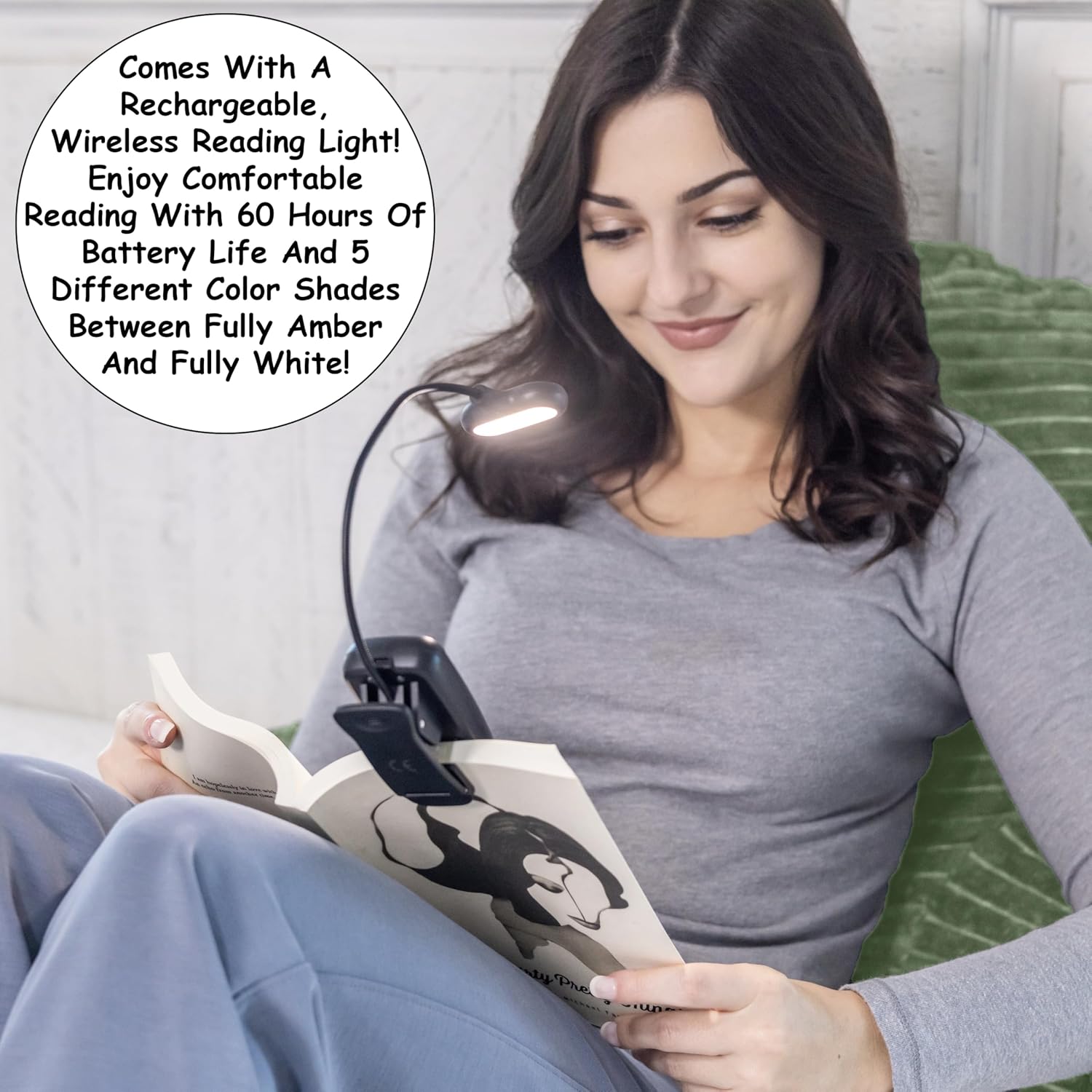 Homie Reading Pillow with Reading Light and Wrist Support, Has Arm Rests, and Back Support for Bed Rest, Lounging, Reading, Working on…
