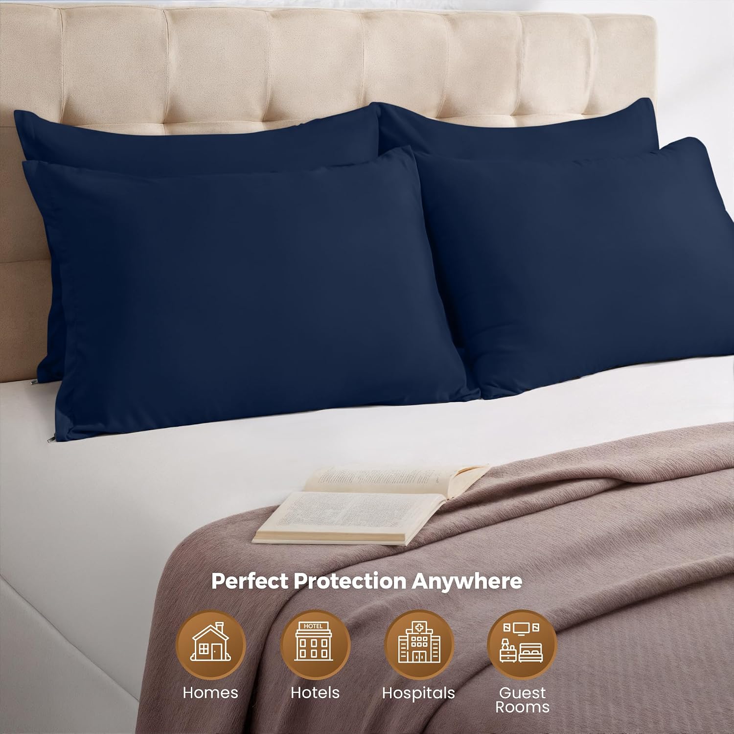 Utopiabedding Utopia Bedding Zippered Pillowcases - Pack of 4 - Soft Brushed Microfiber Fabric - Wrinkle, Shrinkage and Fade Resistant Pill…