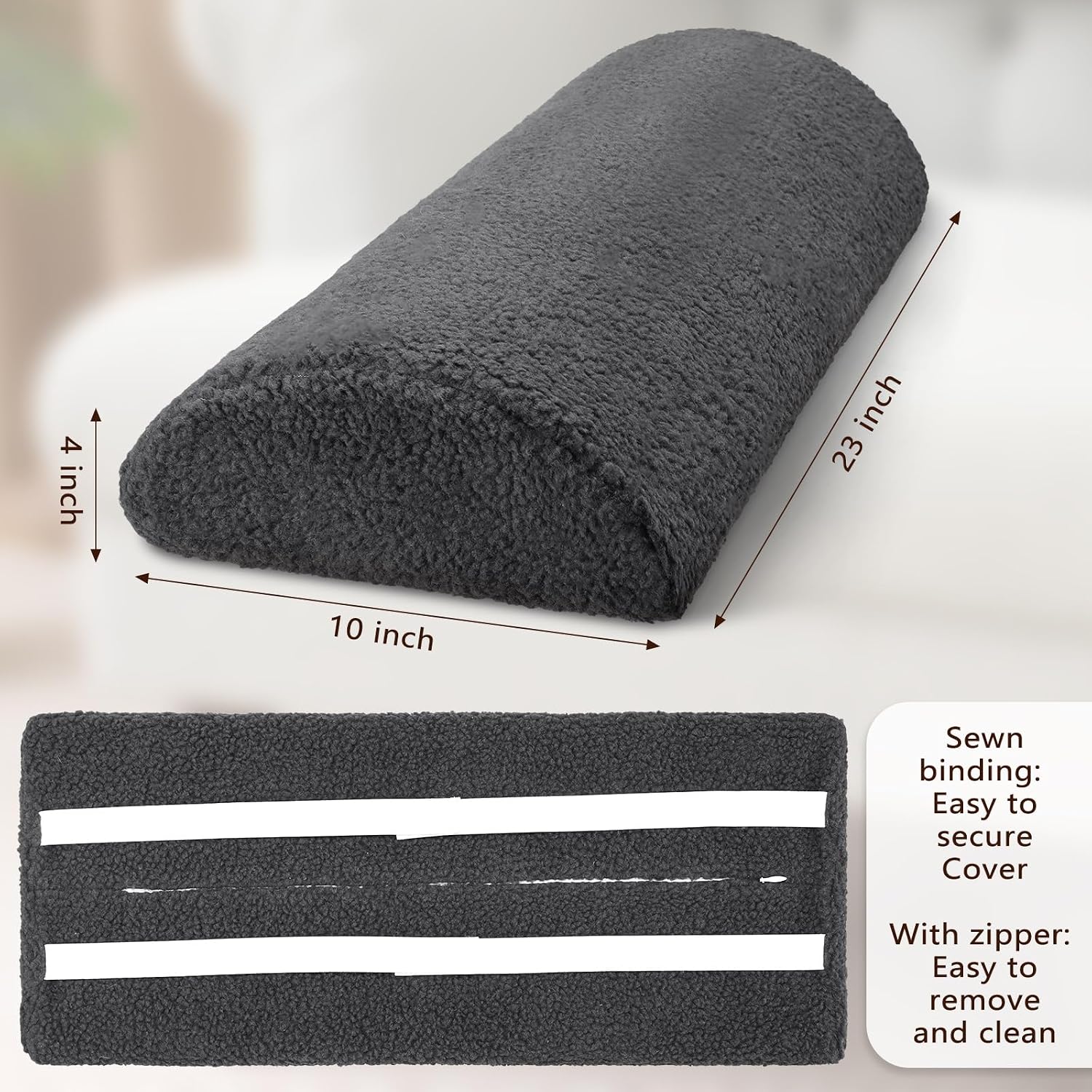 Wesiti Recliner Foot Pillow Cushion High Resilience Sherpa Memory Foam Bolster Sleeping Rest Multipurpose Half Roll Leg Pillow Suitable…