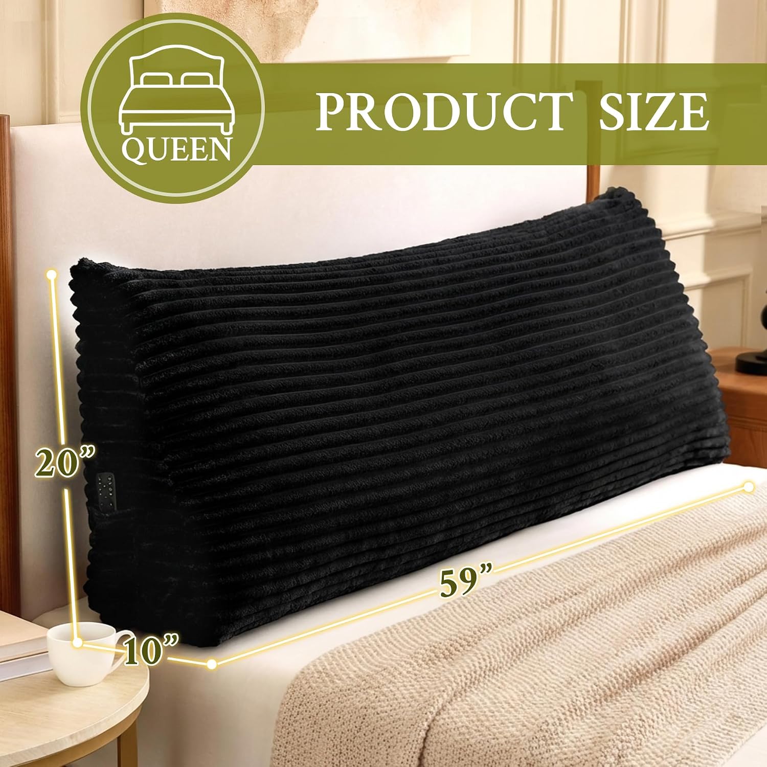 Zonamat Headboard Pillow Queen, Headboard Wedge Pillow, Back Rest Pillows for Sitting, Reading, Working, Triangle Pillow with Removable Cov…