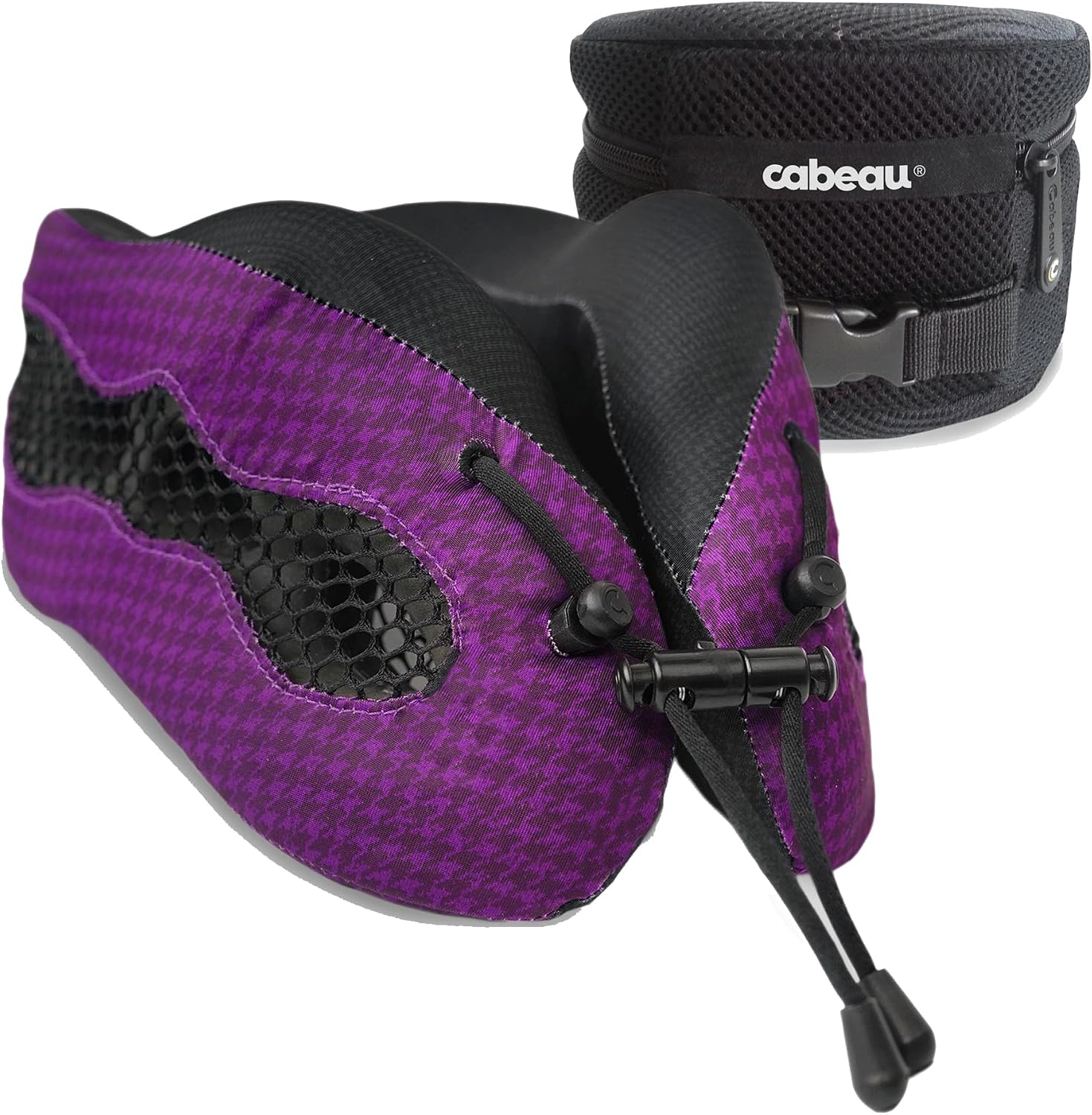 Cabeau Evolution Cool Long Haul Flight Cooling Travel Neck Pillow with Supportive Memory Foam, Airflow Vents, Compact Carrying Case, Purple