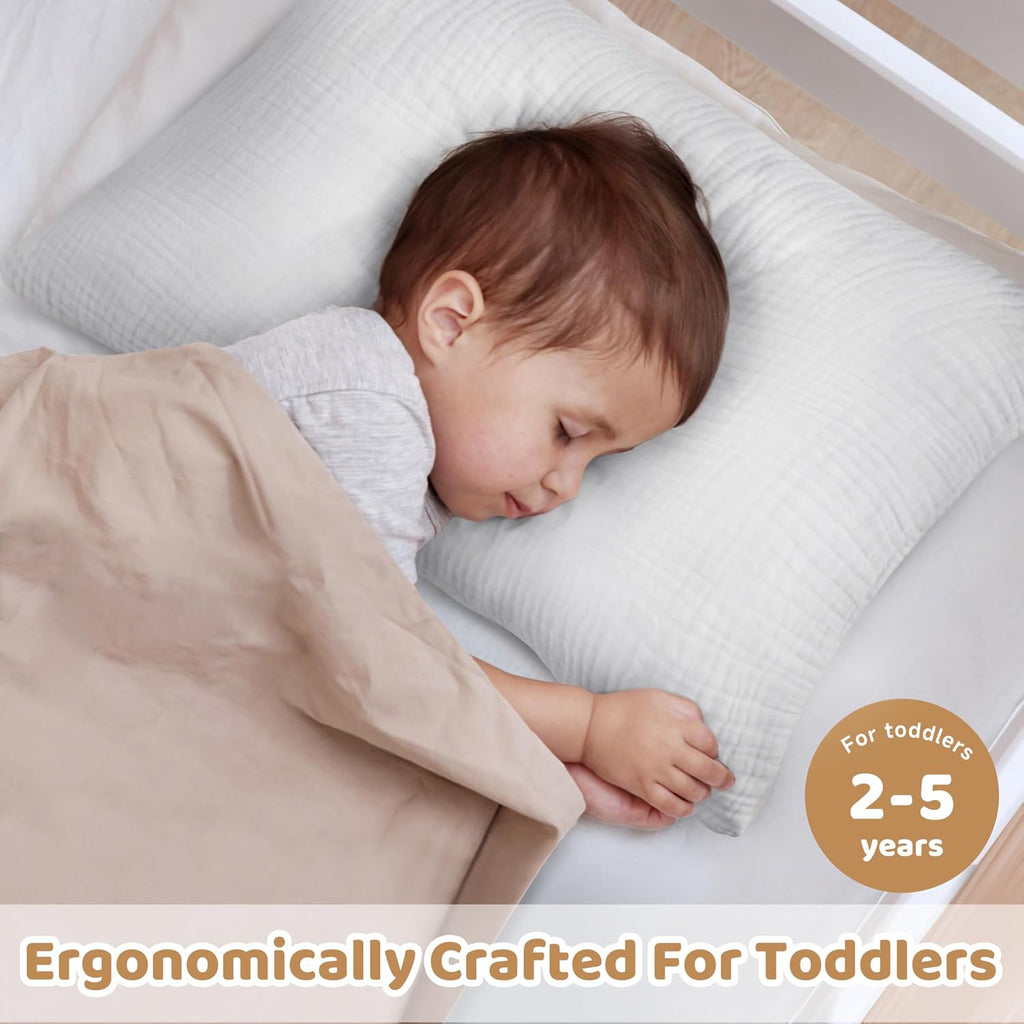 ProGoleem Pro Goleem Toddler Pillow with 100% Muslin Cotton Pillowcase – 13x18 Ultra Soft, Breathable & Machine Washable Kids Pillow for Sl…