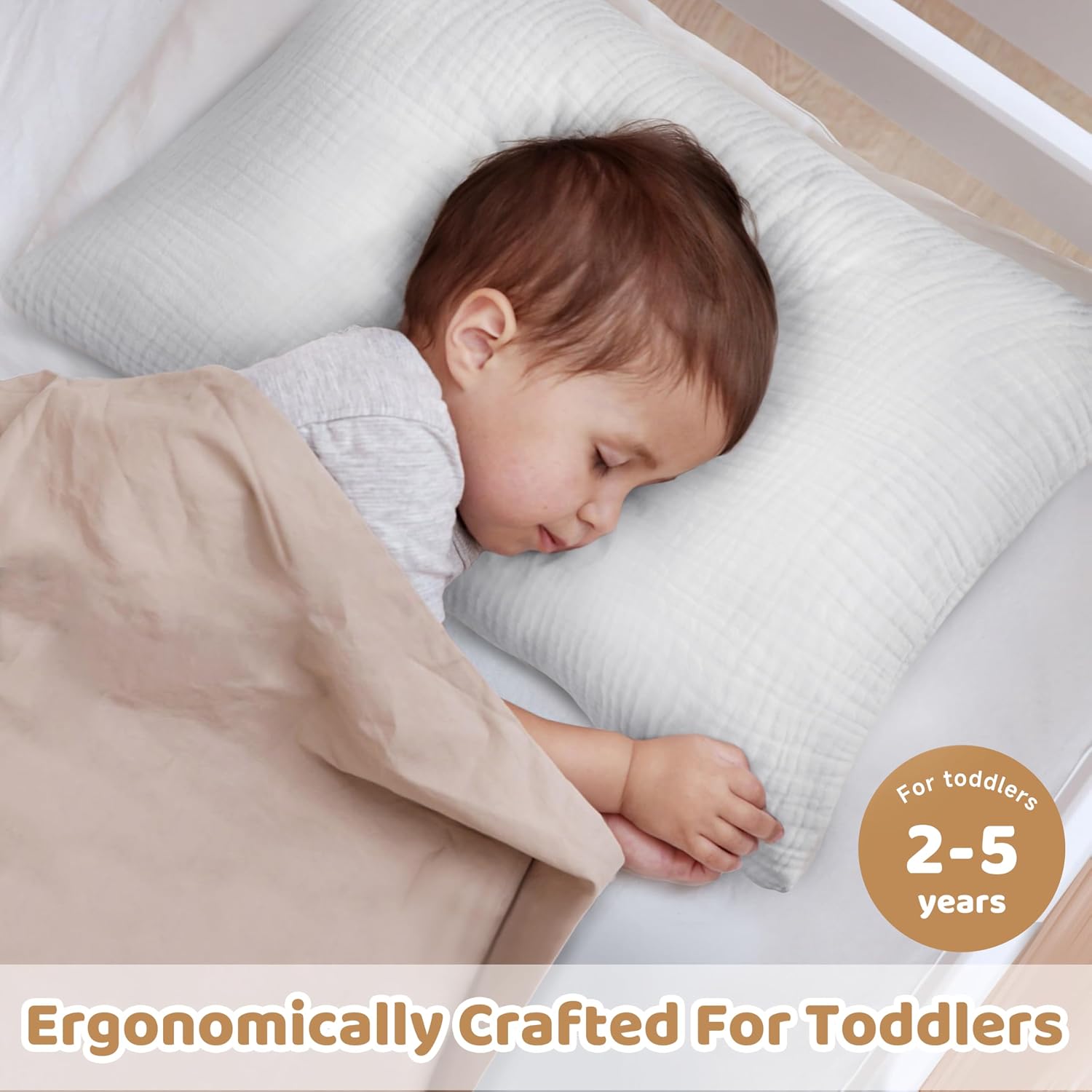 ProGoleem Pro Goleem Toddler Pillow with 100% Muslin Cotton Pillowcase – 13x18 Ultra Soft, Breathable & Machine Washable Kids Pillow for Sl…