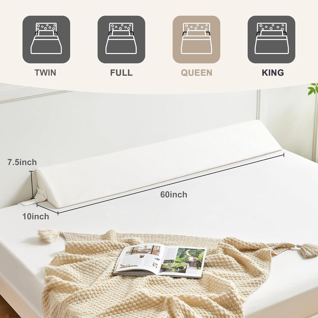 IFNOW Queen Size(60"x7.5"x10") Bed Wedge Pillow for Headboard, Mattress Gap Filler(0-8"), Bed Wedge for Gap Between Your Headboard and…