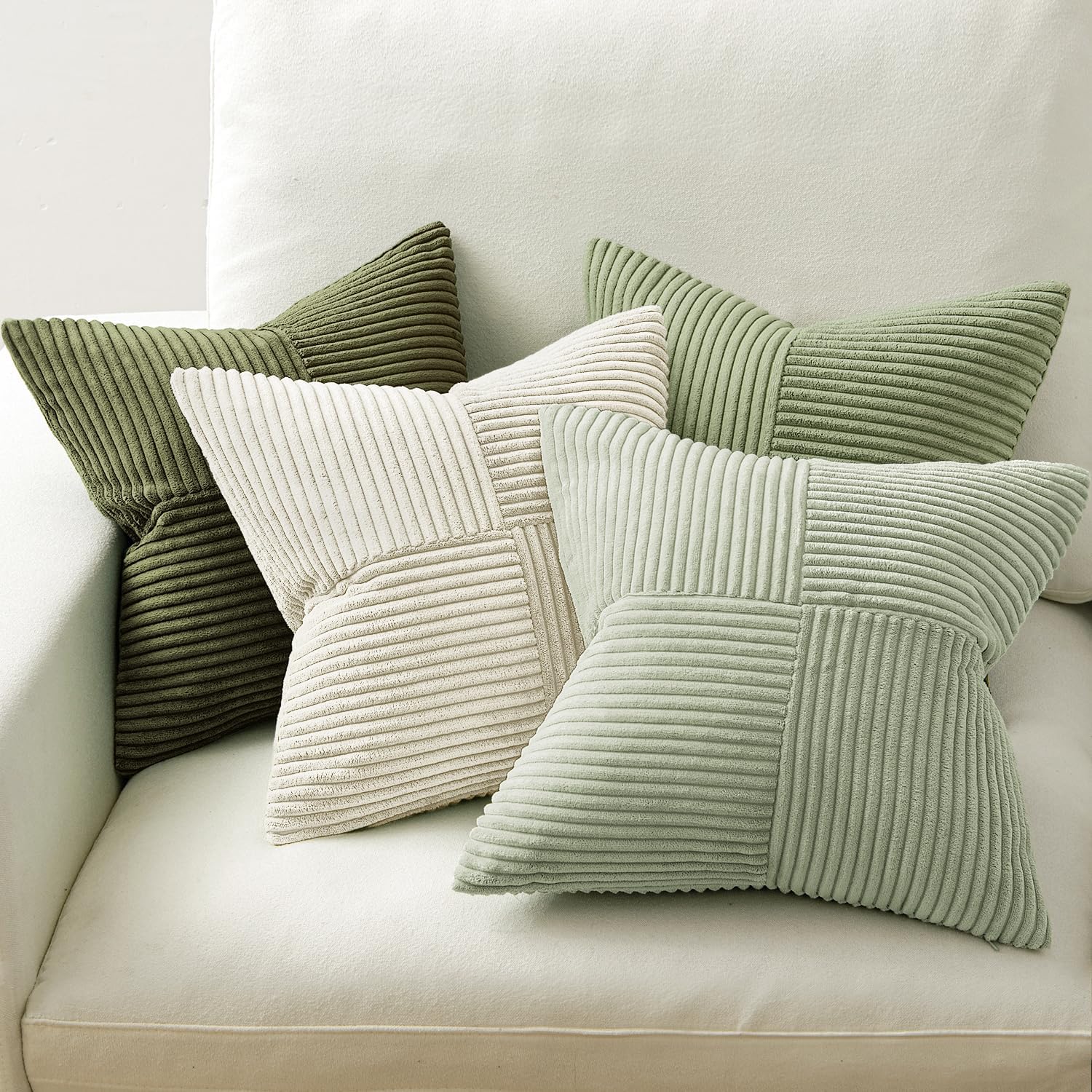 Miulee Summer Light Green Decorative Throw Pillow Covers 20x20 Inch Set of 4 Boho Farmhouse Cushion Covers Mordern Classic Pillow Cases Sof…