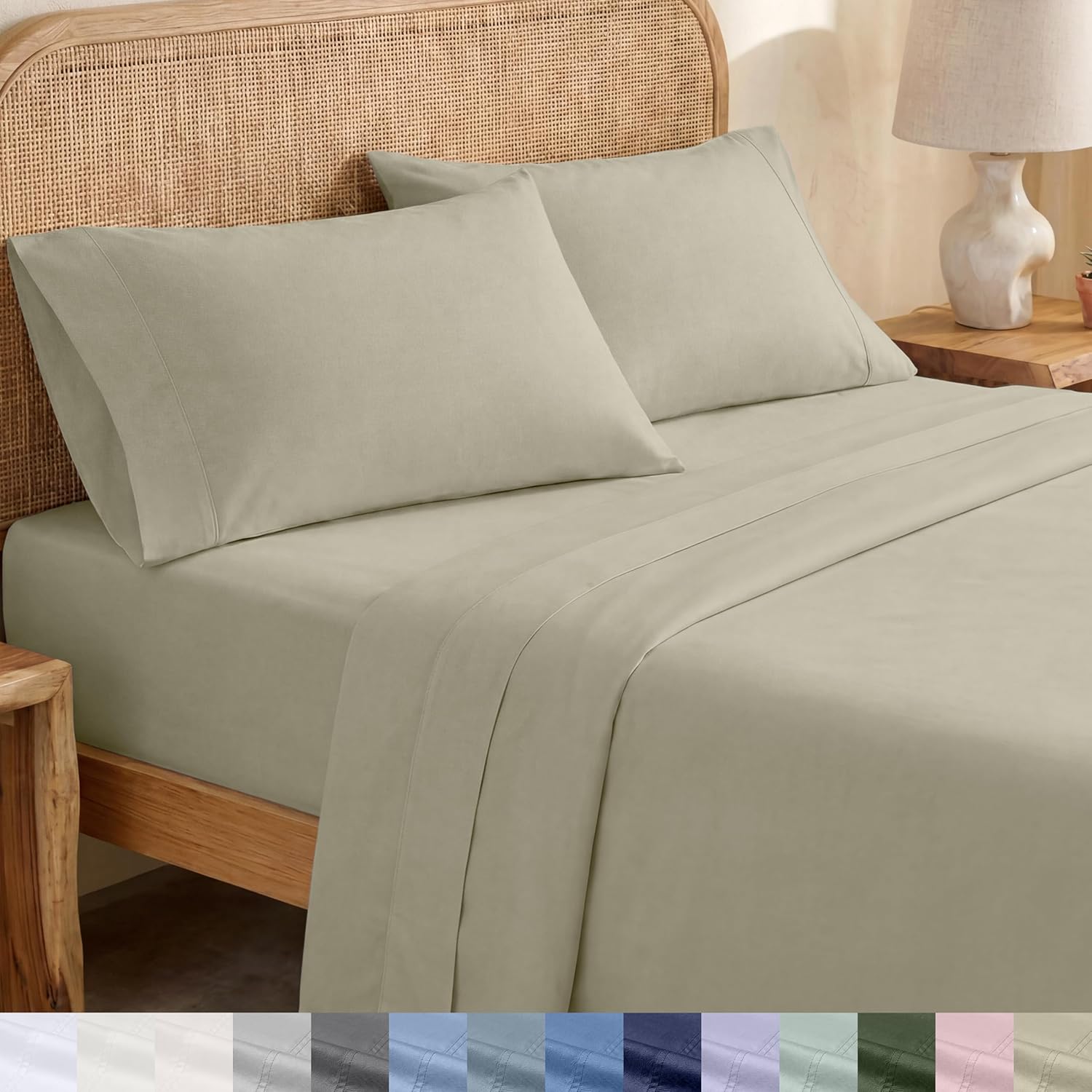 CaliforniaDesignDen California Design Den Twin Size Sheets Set - Soft 100% Organic Bed Sheets with Deep Pockets, Crisp Percale, Breathable…