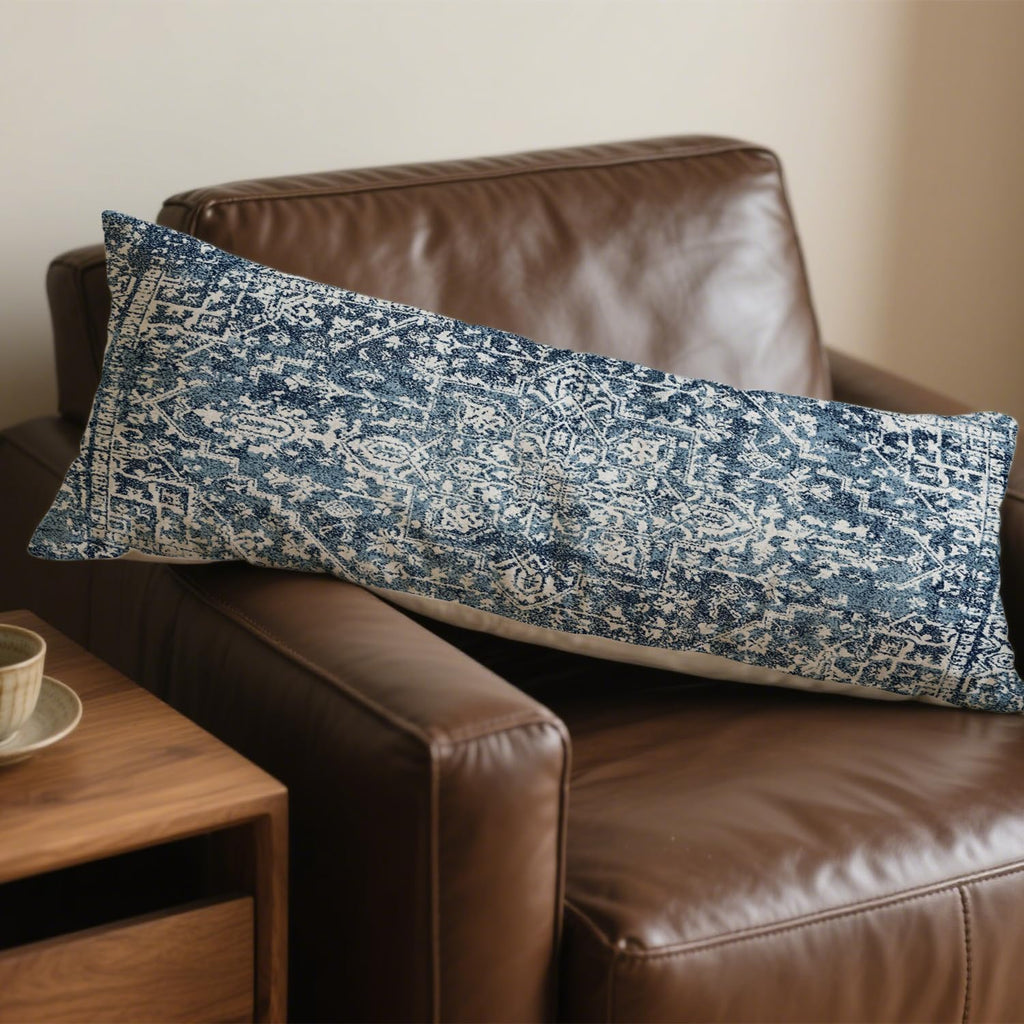 Vintage Boho Navy Blue Tribal 20x54 Body Pillow Cover, Retro Boho Blue Ethnic Moroccan Decorative Long Body Pillow Cases for Bed Couch