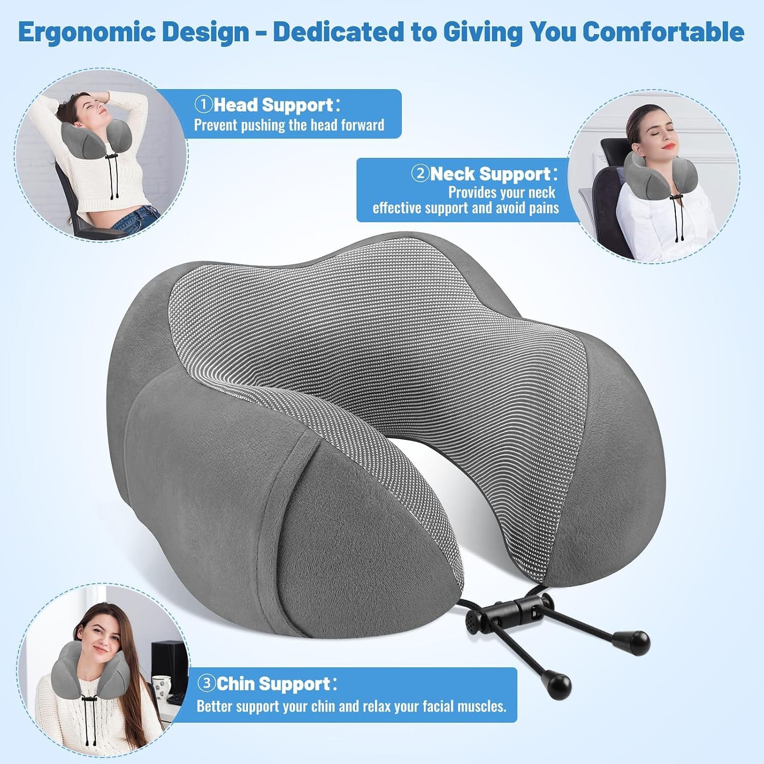 CloudBliss Travel Pillow Premium Memory Foam, Comfortable & Supportive Neck Pillow, Neck Pillows for Sleeping Travel, Airplane Pillow for…