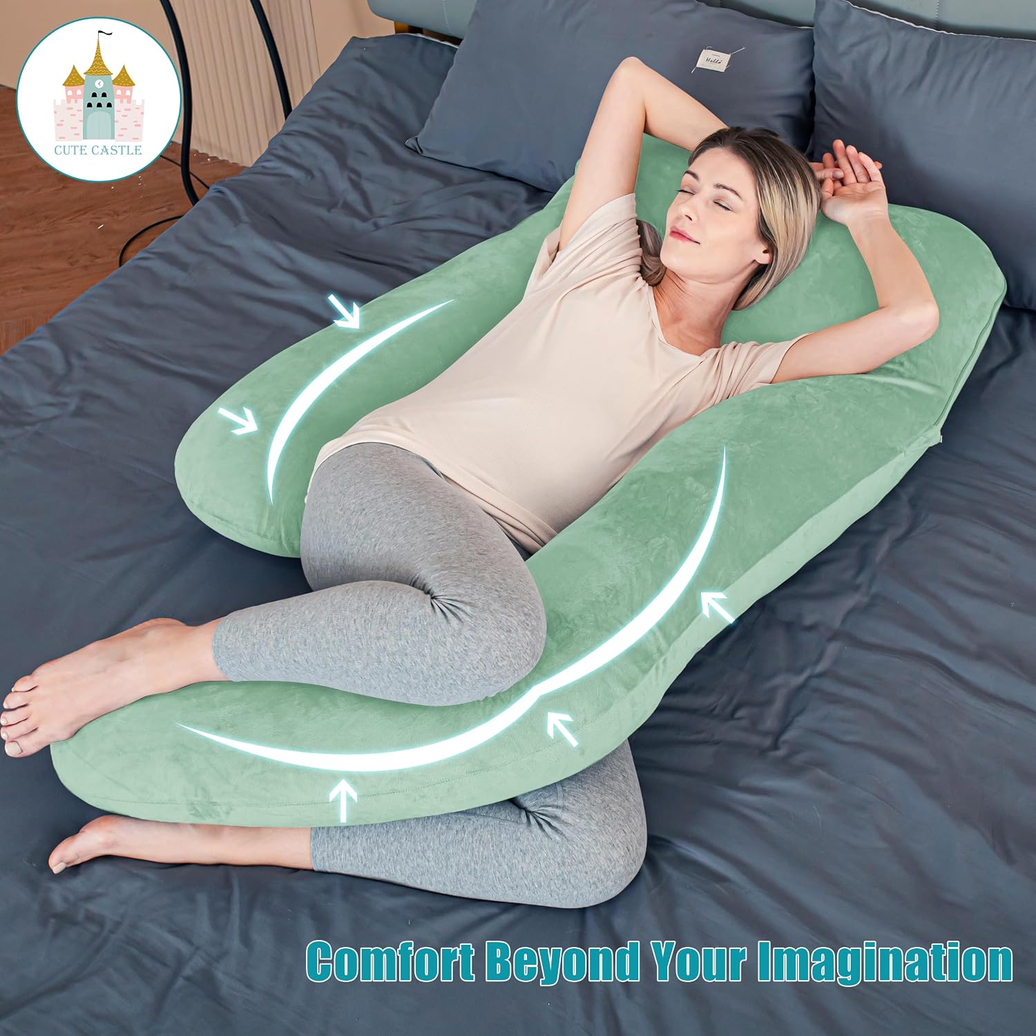 Cute Castle Pregnancy Pillows, Soft U-Shape Maternity Pillow with Removable Cover - Full Body Pillows for Adults Sleeping - Pregnancy…