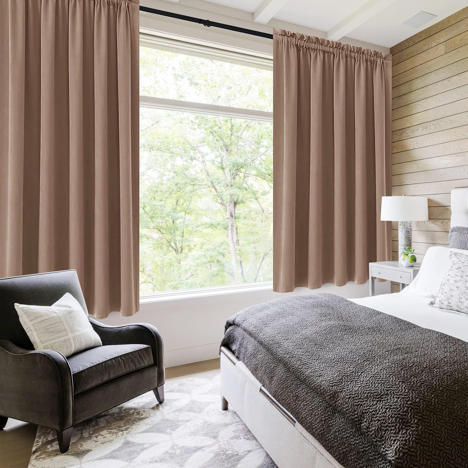 Dwcn Blackout Curtains for Bedroom – Rod Pocket Thermal Insulated Noise Reducing Noise Reducing Drapes for Living Room, W 60 x L 63 Inch, 2…