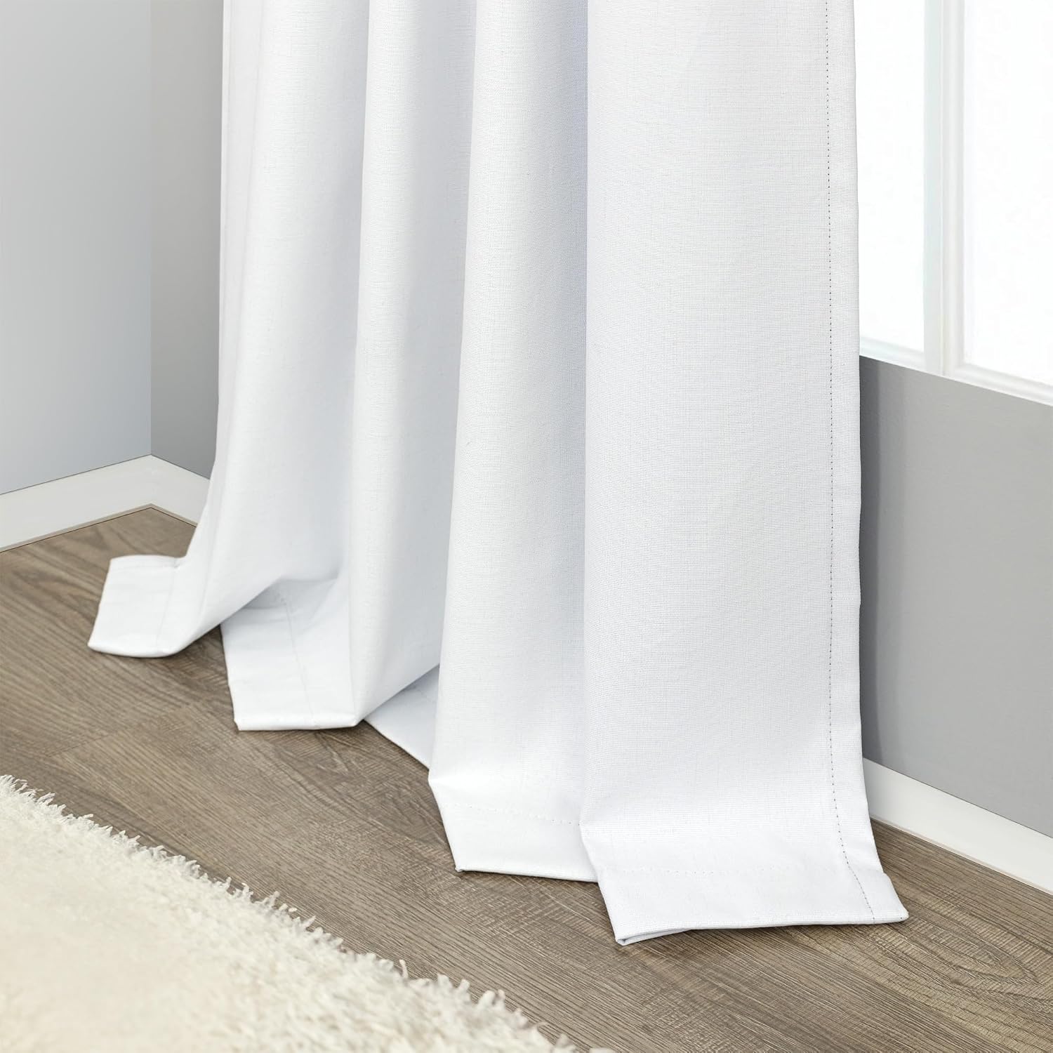 Pitalk Long Curtain for Living Room 2 Panel Burg Custom 105 Inch Length Light Blocking Decorative White Lace Vintage Cute Blackout Curtain…
