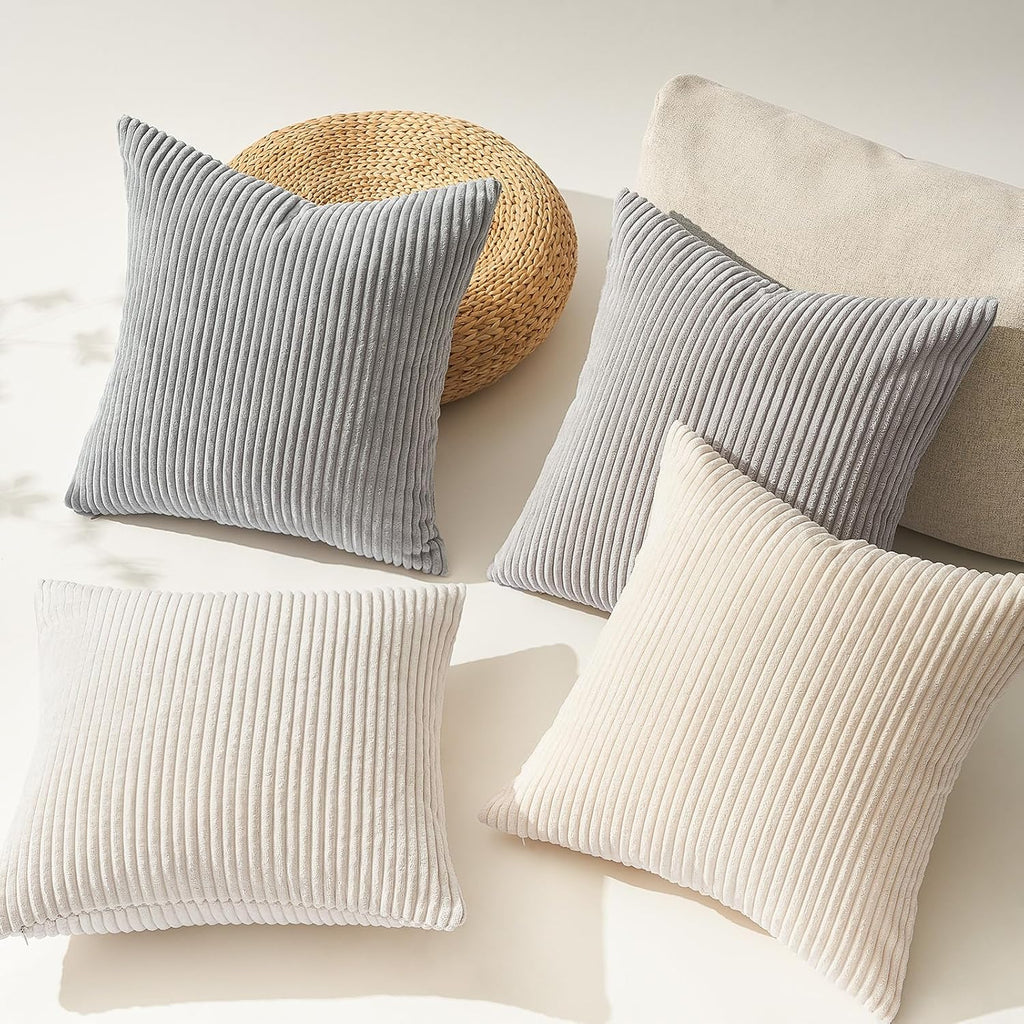 Topfinel 4 Packs Neutral Decorative Throw Pillows Covers 26x26 Inch for Living Room Couch Bed Sofa, Rustic Farmhouse Boho Neutral Home Deco…