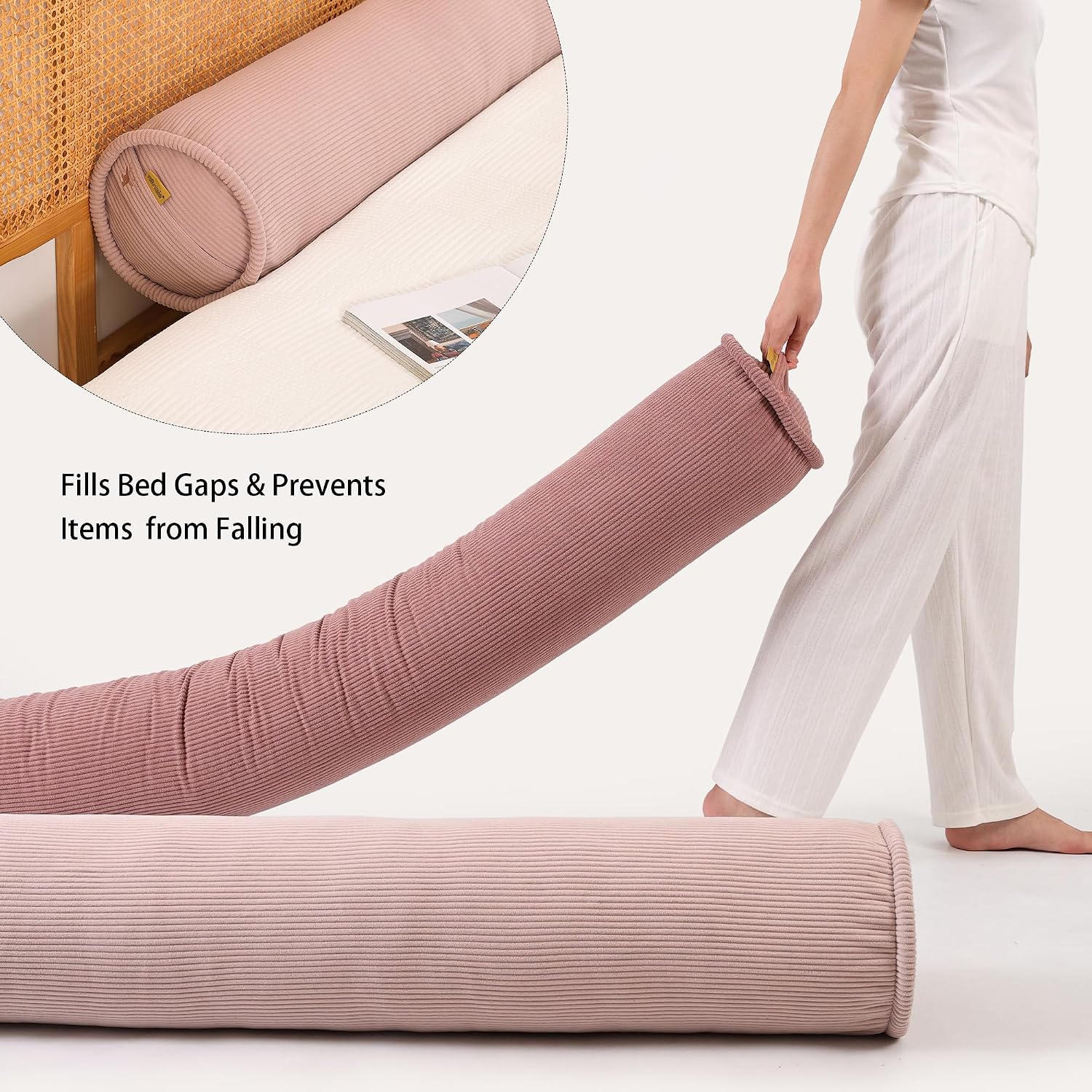 Cuddle Pillow – Corduroy Long Body Pillow for Adults, Cozy Bolster Pillow for Bed, Soft & Supportive for Relaxing Sleep,59 x 7.87…