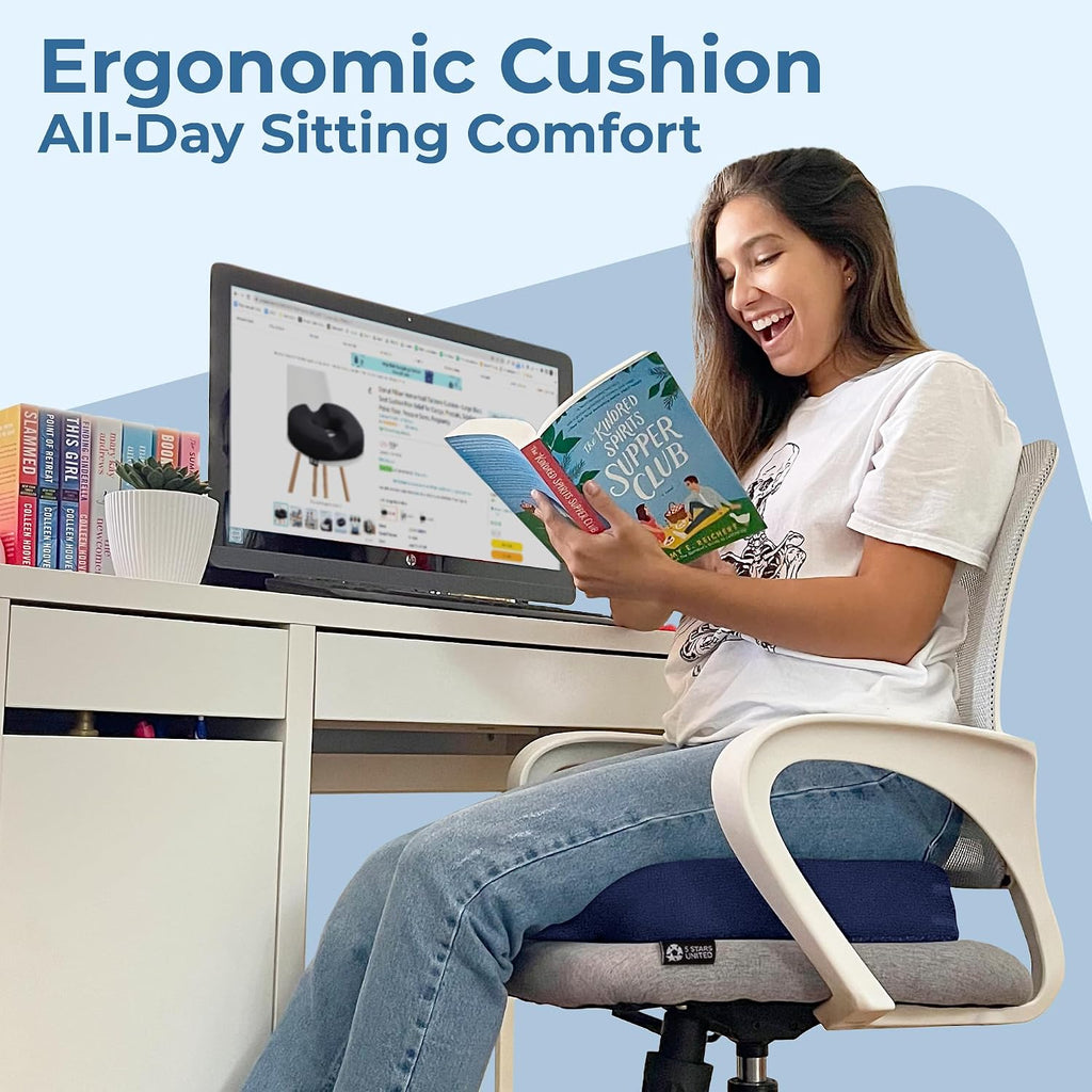 5Starsunited 5 STARS UNITED Donut Pillow Hemorrhoid Tailbone Cushion – Large Floor Cushion for – Coccyx, Prostate, Sciatica, Pelvic Floor,…