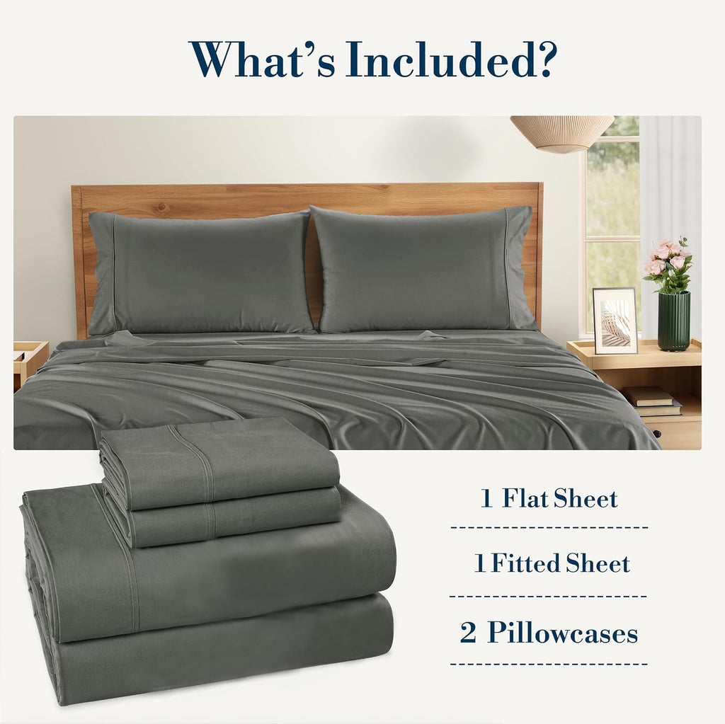 Casa Platino Twin Sized Sheets – 4 Piece Twin Size Sheets Set, Ultra Soft & Breathable, With 15 Inch Deep Pocket Fitted Sheet, Cozy…