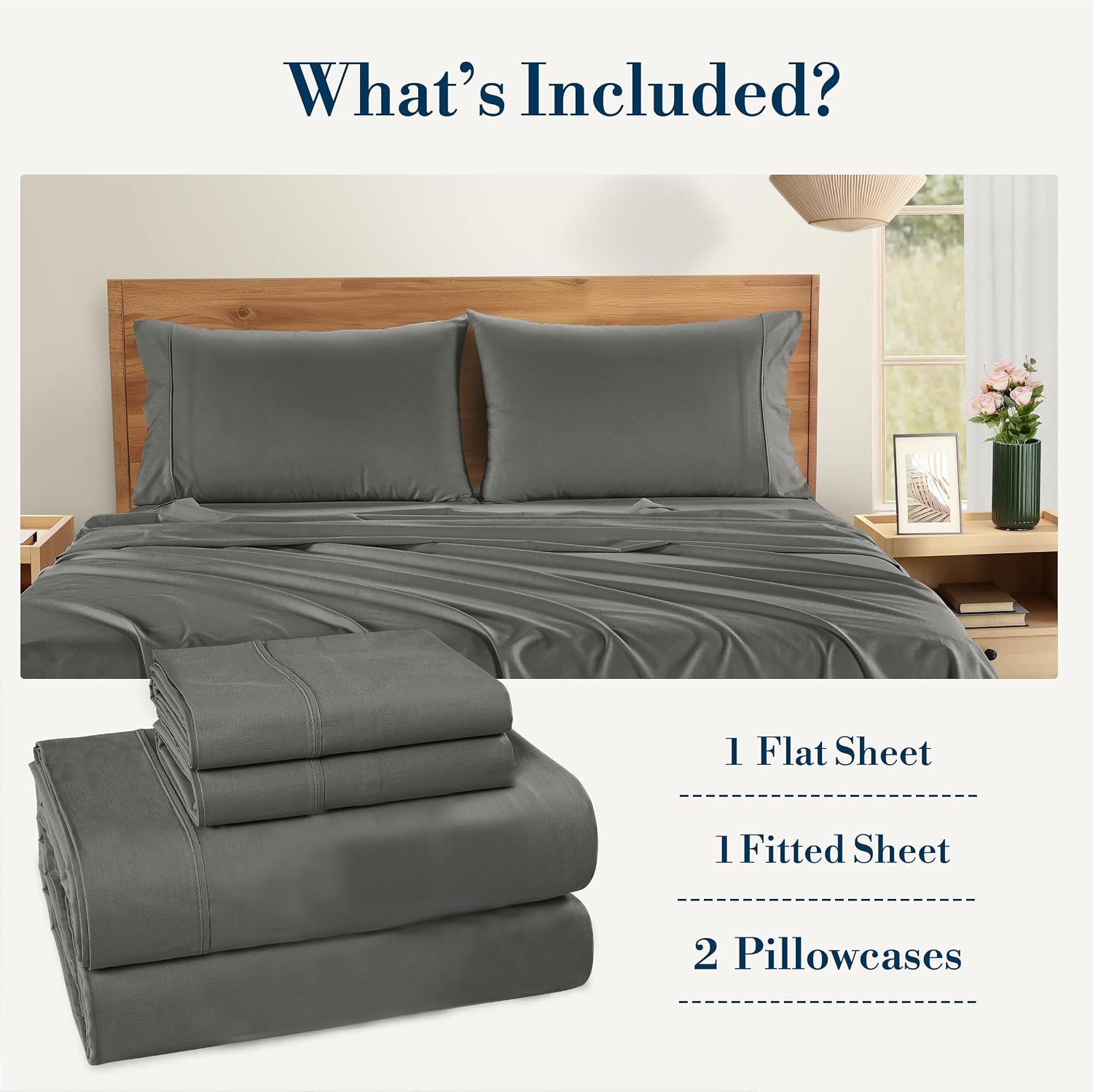 Casa Platino Twin Sized Sheets – 4 Piece Twin Size Sheets Set, Ultra Soft & Breathable, With 15 Inch Deep Pocket Fitted Sheet, Cozy…