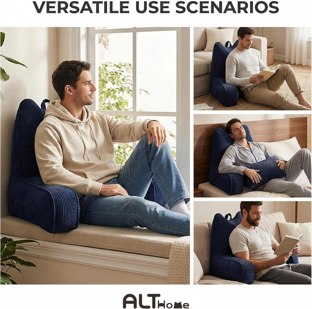 Ailuteie Patented Design Corduroy Sit Up Pillow for Bed with Arms, Reading Pillow for Adults with Extra Lumbar Pillow, Bed Rest Backrest fo…