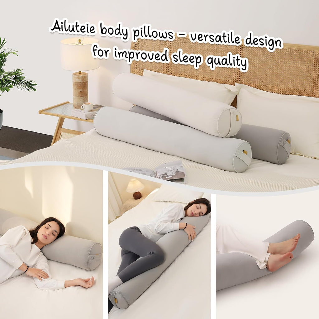 Body Pillow for Adults, Long Round Pillow, Big Cylindrical Pillow, Large Full Bolster Pillows for Side Sleepers (Zinc Gray, 59"*7.87")