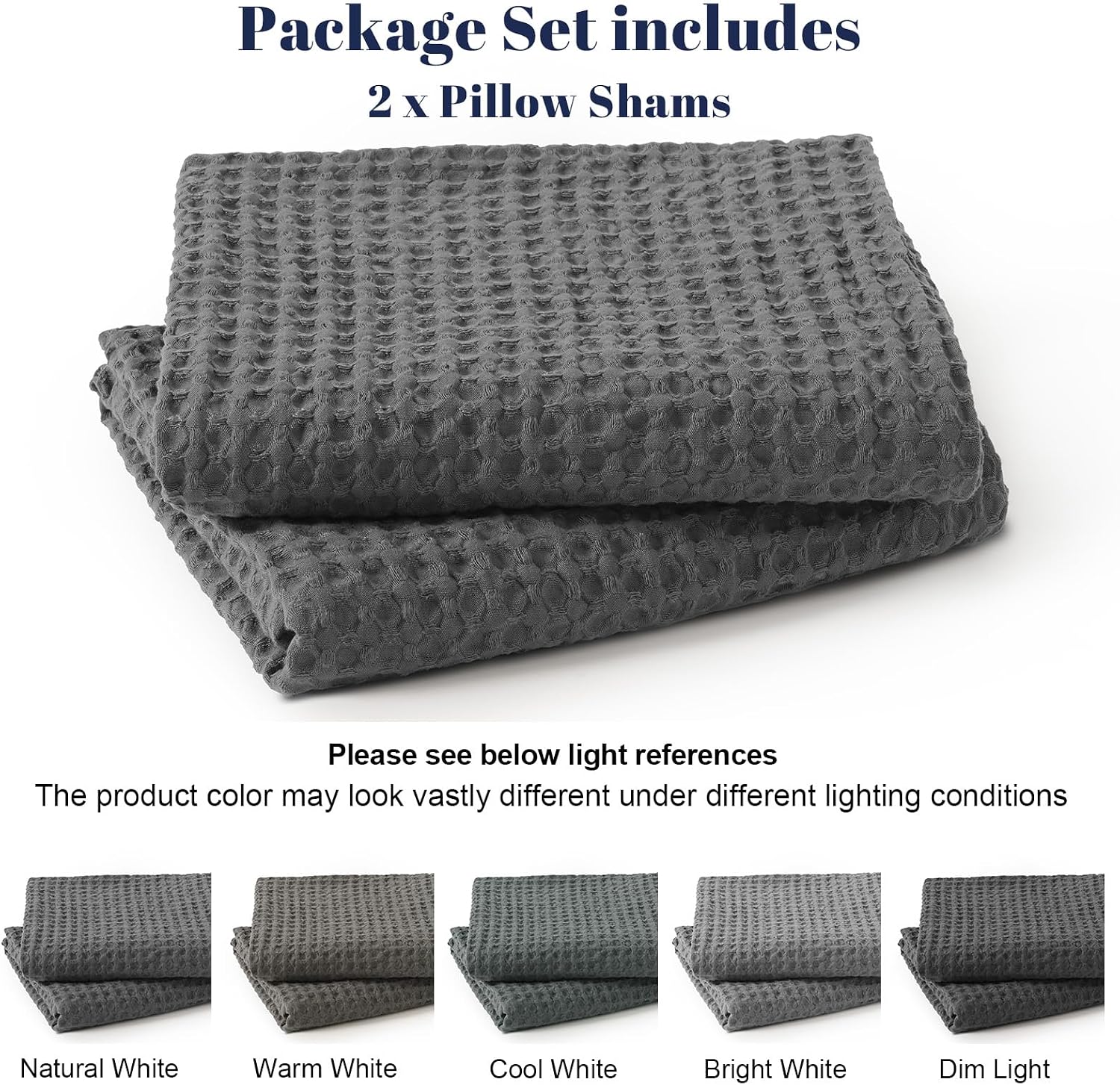 Phf Ultra Soft Waffle Weave Pillow Shams Queen Size, No Insert, 2 Pack 20" x 30" Pillowcases, Breathable & Skin-Friendly Pillow Cases, Styli…