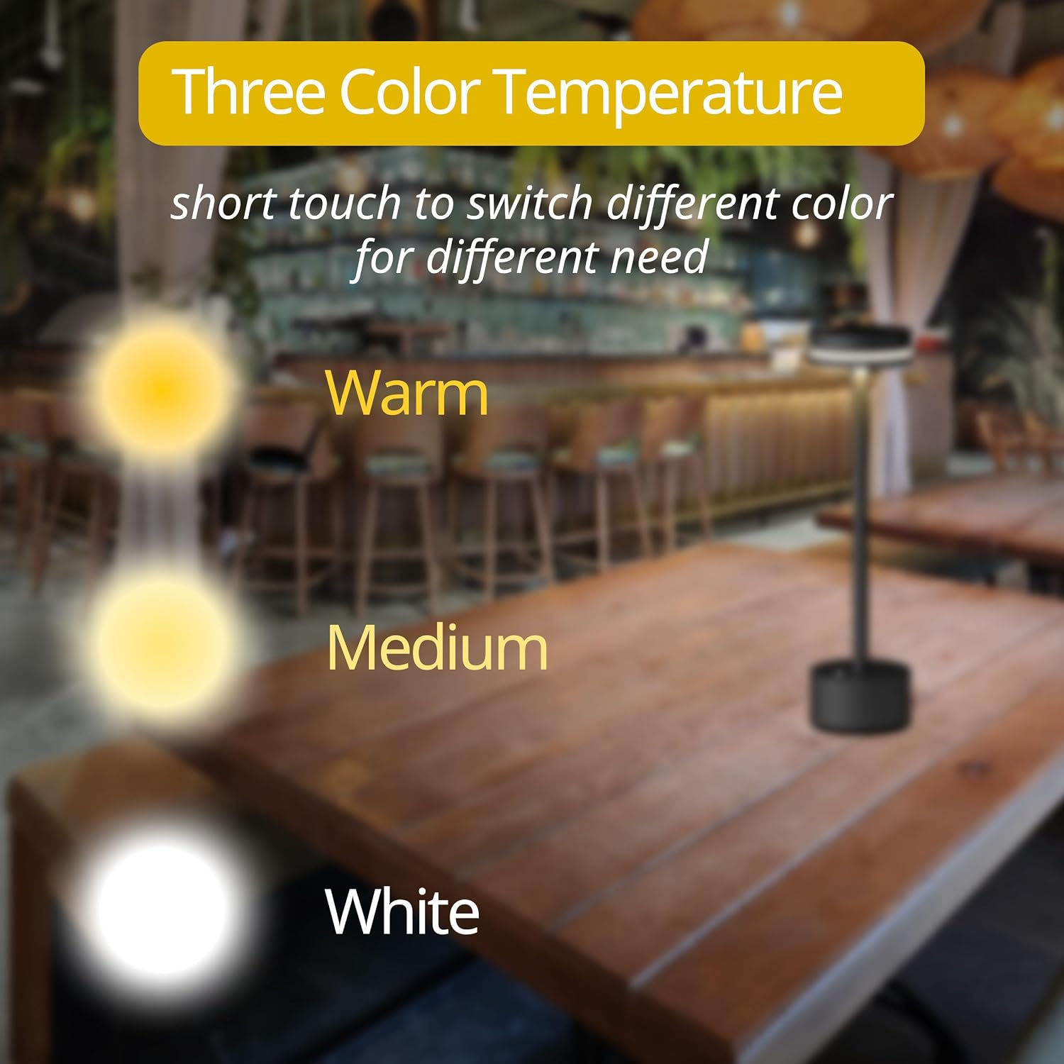 Cordless Table Lamp, Portable Rechargeable Bedside Lamp, Touch Stepless Dimmable Desk Lamp, for Home Bedroom Hotel Restaurant Bar…