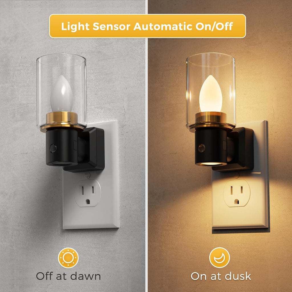 L LOHAS LED Candle Night Light, Flameless Candle Nightlight Plug in, 350°Rotating Dusk to Dawn Sensor Dimmable Night Light, Vintage…