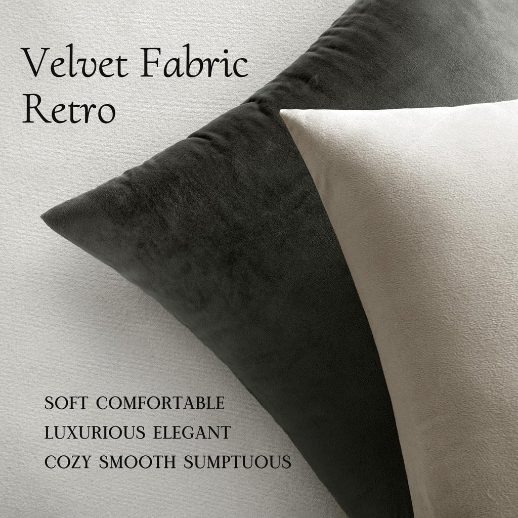 Miulee Velvet Throw Pillow Covers 18x18 inch, Pack of 2 - Cream White, Soft Solid Decorative Pillow Covers Cushion Cases Modern Luxury Home…