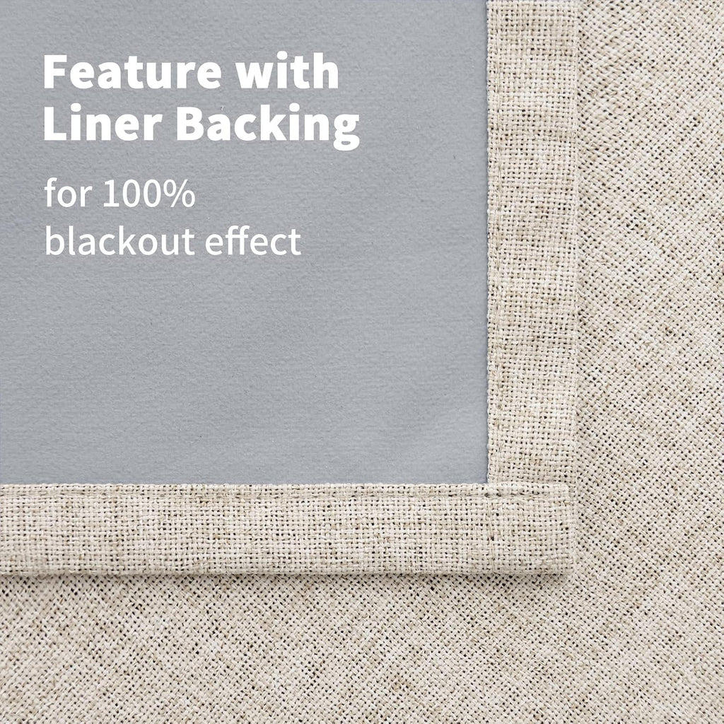 YoungsTex Beige Linen Blackout Curtains for Bedroom, Full Light Blocking Burlap Textured Drapes for Living Room Farmhouse Thermal Insulated…
