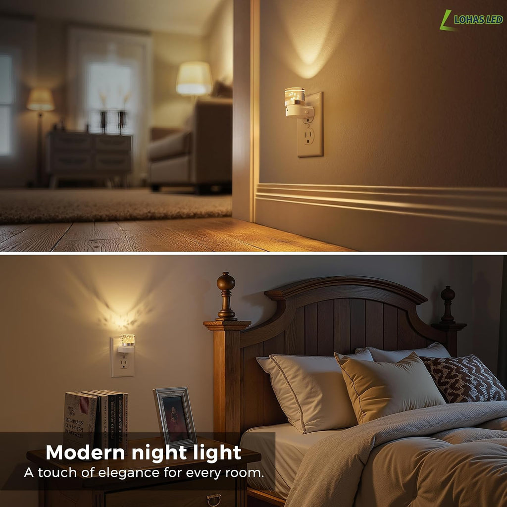 L LOHAS LED Night Light, 2 Pack Night Lights Plug into Wall, 3000K Soft Light LED NightLights, Built in Dusk to Dawn Sensor Bubble Wall…