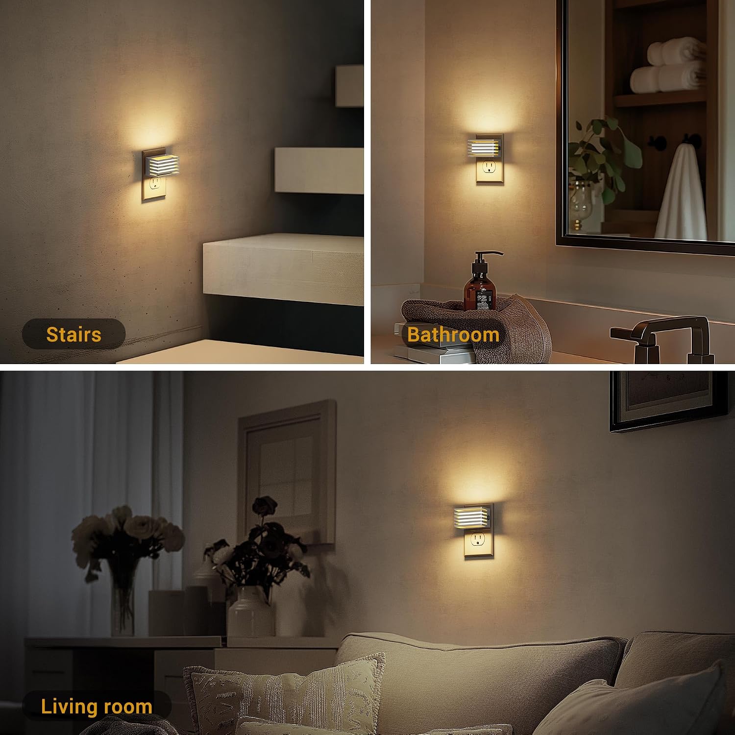 JandCase LED Night Light, Silver Night Lights Plug into Wall with Dusk to Dawn Sensor, Dimmable Plug in Night Light [2 Pack], Adjustable…