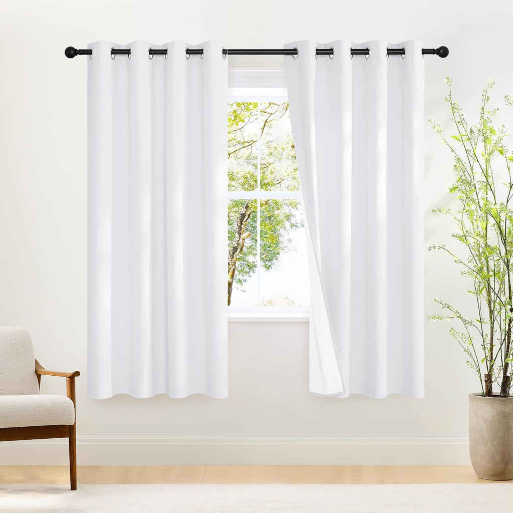 Nicetown White Blackout 78 inch Curtains for Doorway, Grommet 100% Blackout Curtains Room Darkening Thermal Window Treatments for Bedroom/L…