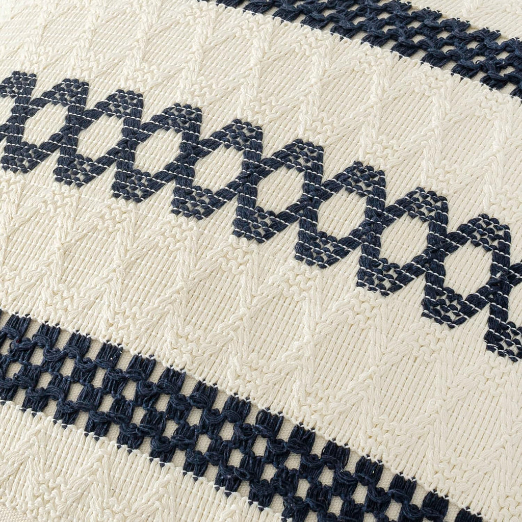 MIULEE Set of 2 Navy Blue Boho Decorative Pillow Covers 20x20 Inch Farmhouse Rustic Couch Throw Pillows Modern Spring Cotton Cushion…