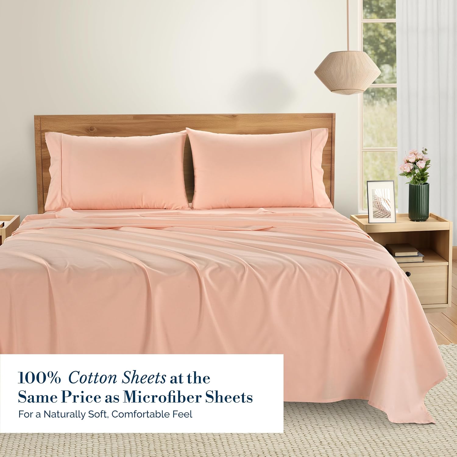 Casa Platino 100% Cotton Twin Size Sheets Set – 4 Piece Crisp Percale Twin Size Cooling Sheets, Lightweight for Summer, with 15" Deep…