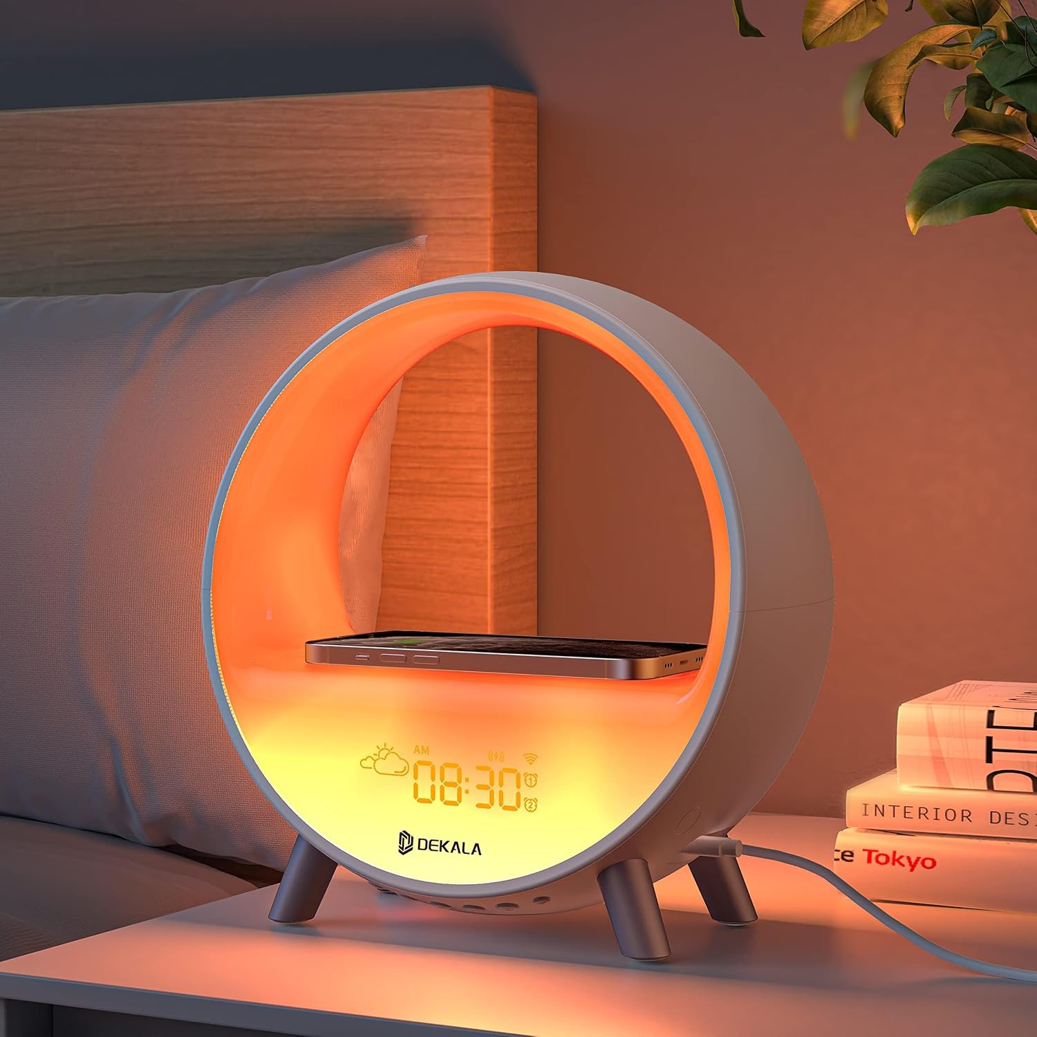 Dekala Arches Gradual Sunrise Alarm Clock with Wireless Charging, Sunset White Noise Sound Machine Loud Sunsire Alarm Clock for Heavy…