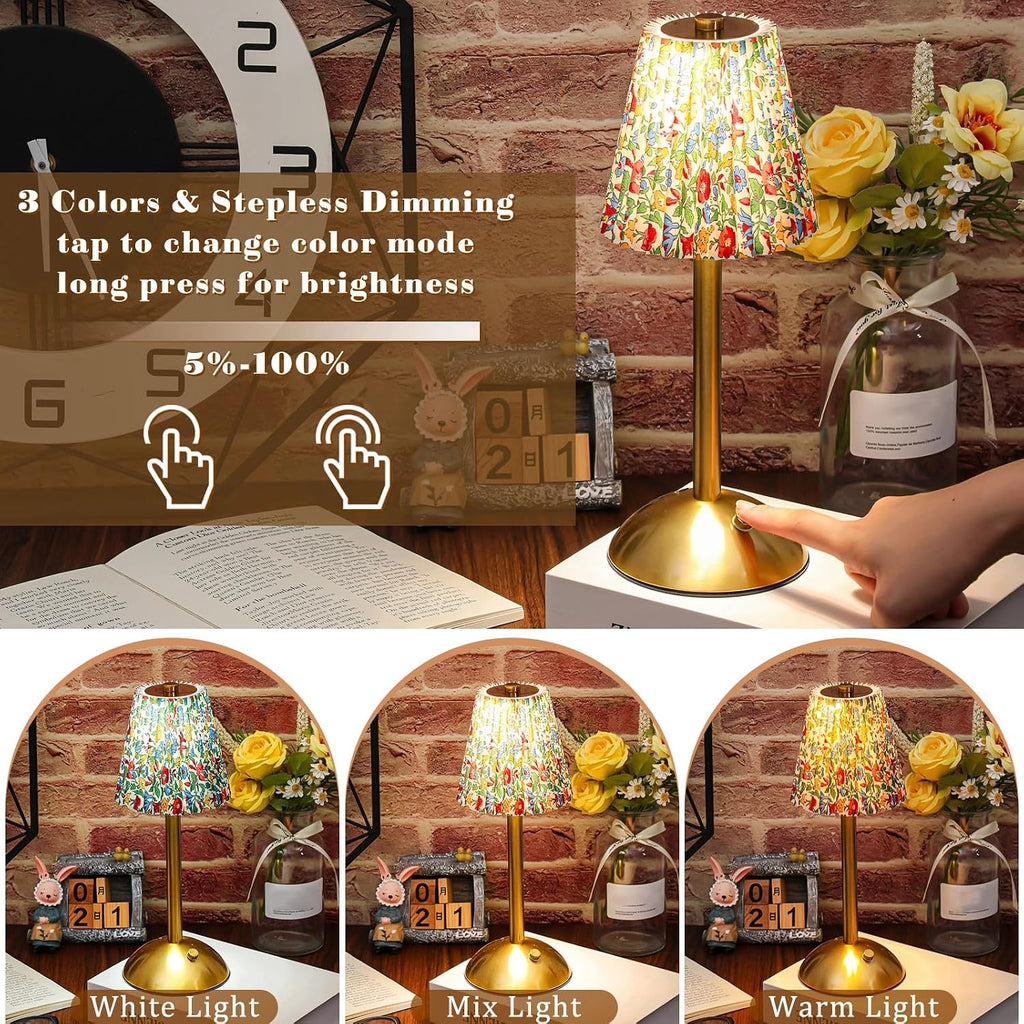 Liliful 2 Pcs Cordless Table Lamp Rechargeable Touch LED Small Gold Portable Battery Operated USB-c Desk Lamp 3 Color Dimmable for…