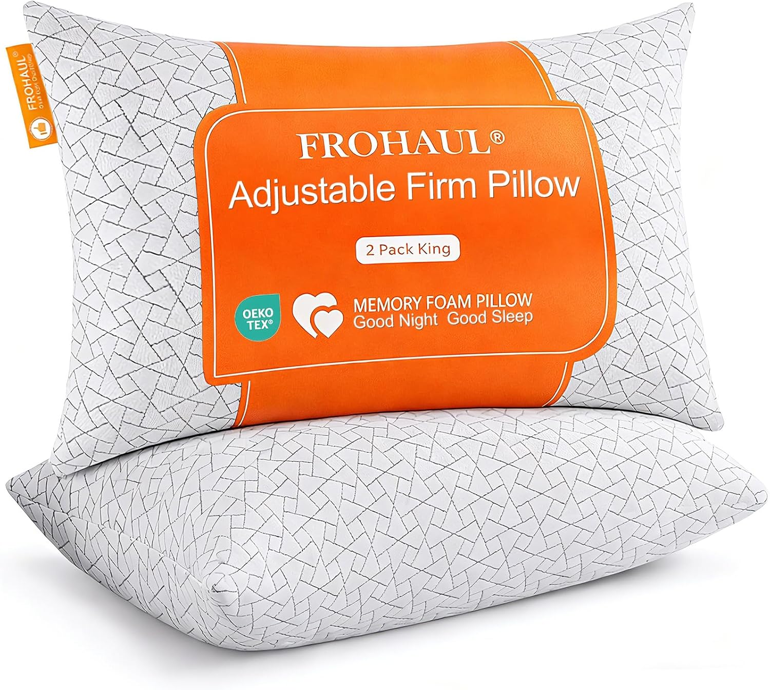 Frohaul Shredded Memory Foam Bed Pillows Adjustable Hotel Quality Pillows for Side, Back and Stomach Sleeper, Breathable Washable Cover, Oe…
