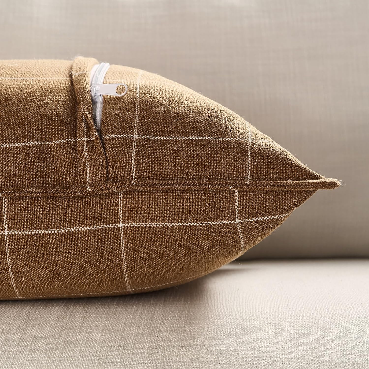 Brown Long Lumbar Body Pillow Cover 14x36 Pack of 1, Chocolate Brown Long Decorative Pillow for Bed 14 x 36, Tan Throw Pillows Chenille…