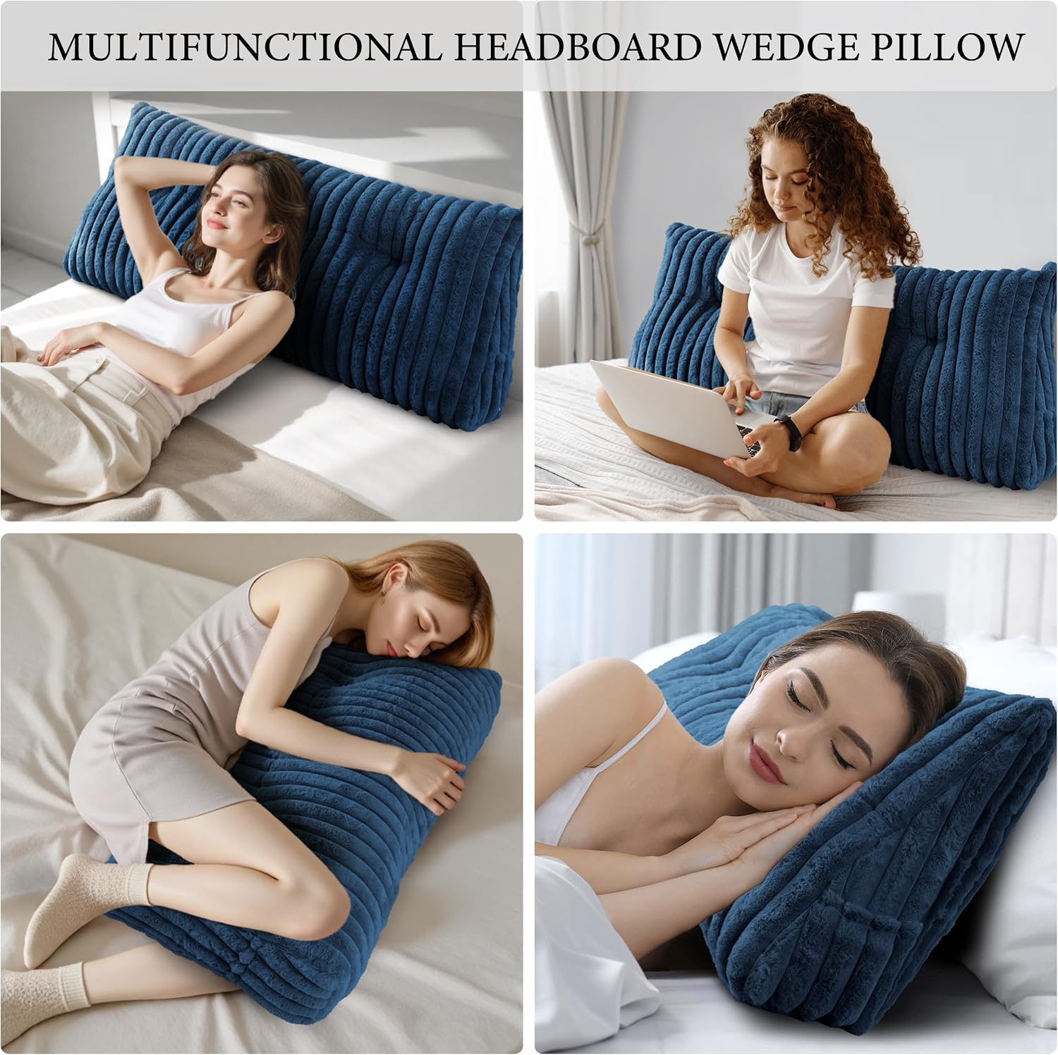 Headboard Pillow Full, Triangular Wedge Pillow Headboard Full, Cushion Headboards Reading Pillows, Backrest Pillows for Sitting in Bed or…