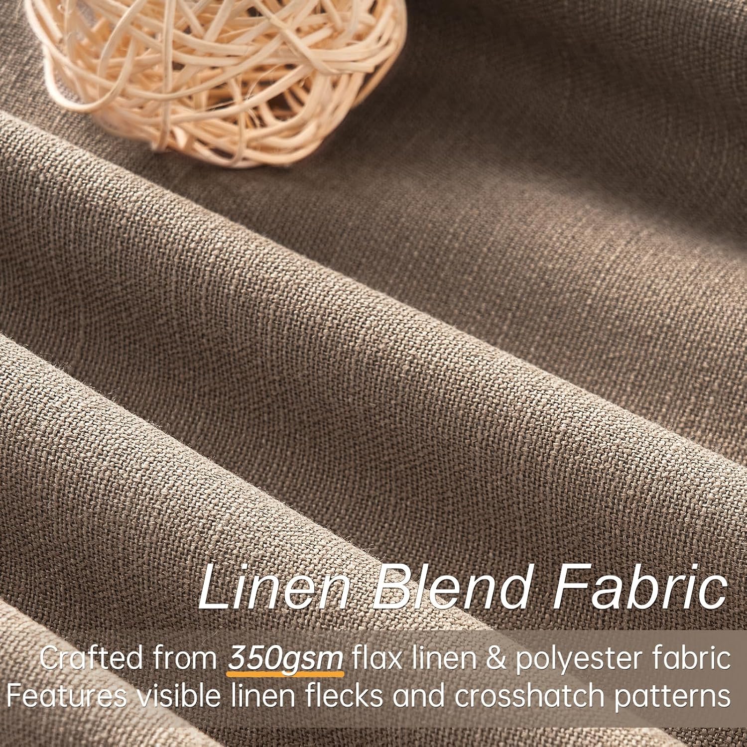 Topfinel 92 inch Long 100% Blackout Drapes 2 Panels Linen Texture Curtains Warm Taupe Window Curtain with Back Tab Rod Pocket Light Blockin…