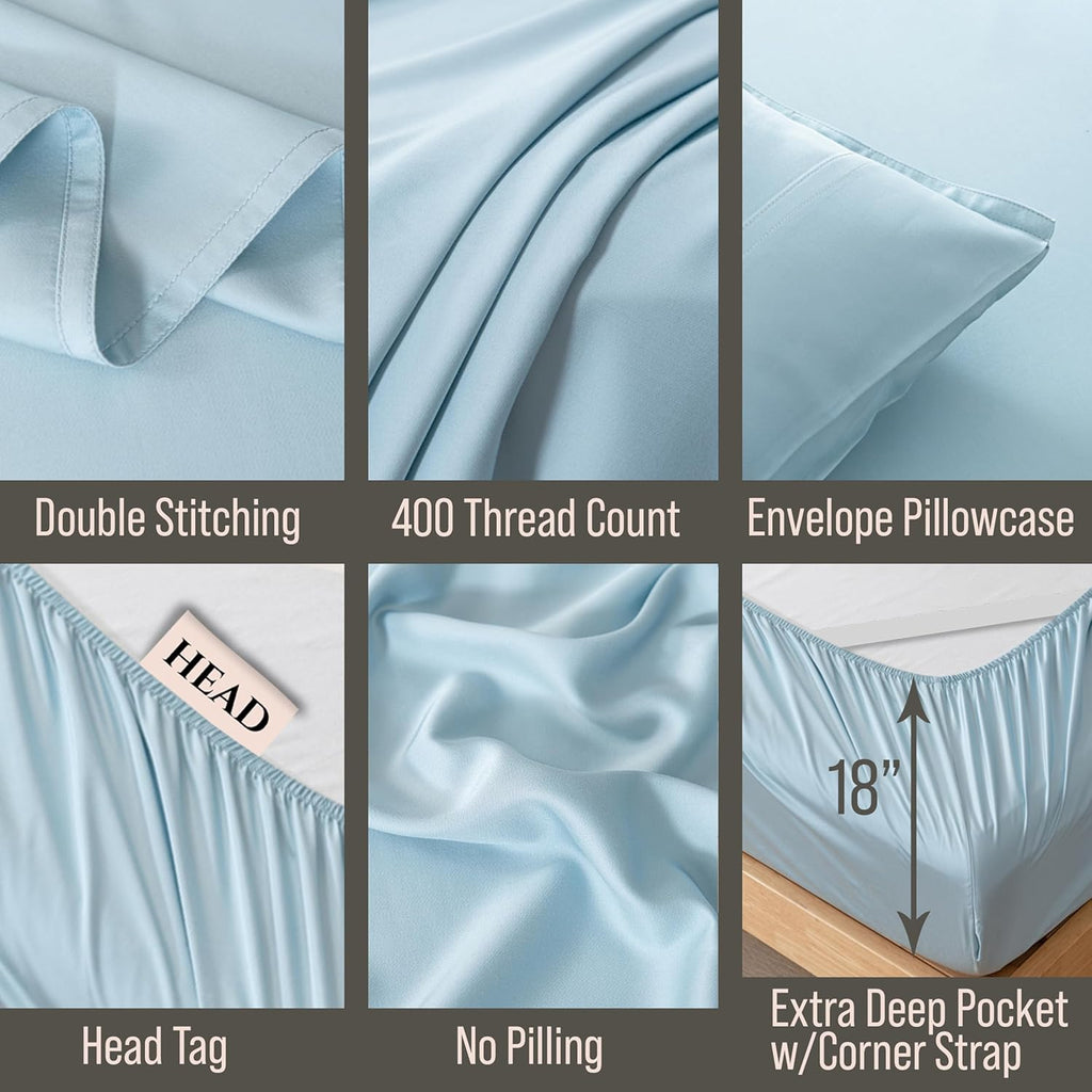Bella Coterie Luxury Bamboo Viscose Twin XL Size Sheet Set | 100% Organically Grown | Ultra Soft | Cooling for Hot Sleepers | 18" Deep…