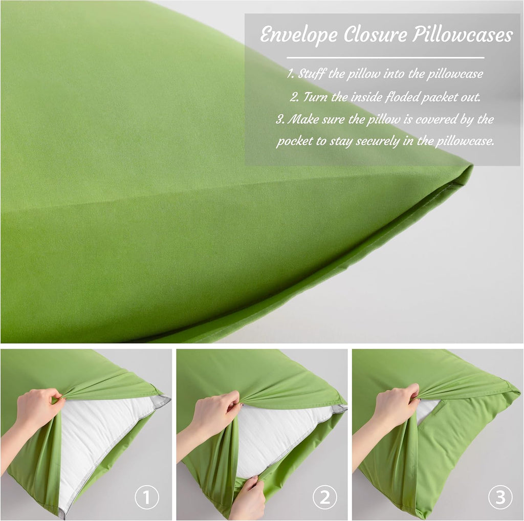 Ntbay Body Pillow Cases Set of 2, 2 Pack Brushed Microfiber 20x54 Pillow Cases, Soft, Wrinkle, Fade, Stain Resistant Sage Green Pillow Case…