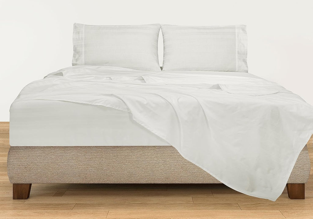 Royalelinens ROYALE LINENS 300 Thread Count 100% Long Staple Combed Cotton Striped Sheet Set - 4 Piece Full Bed Sheets - 1 Fitted, 1 Flat,…
