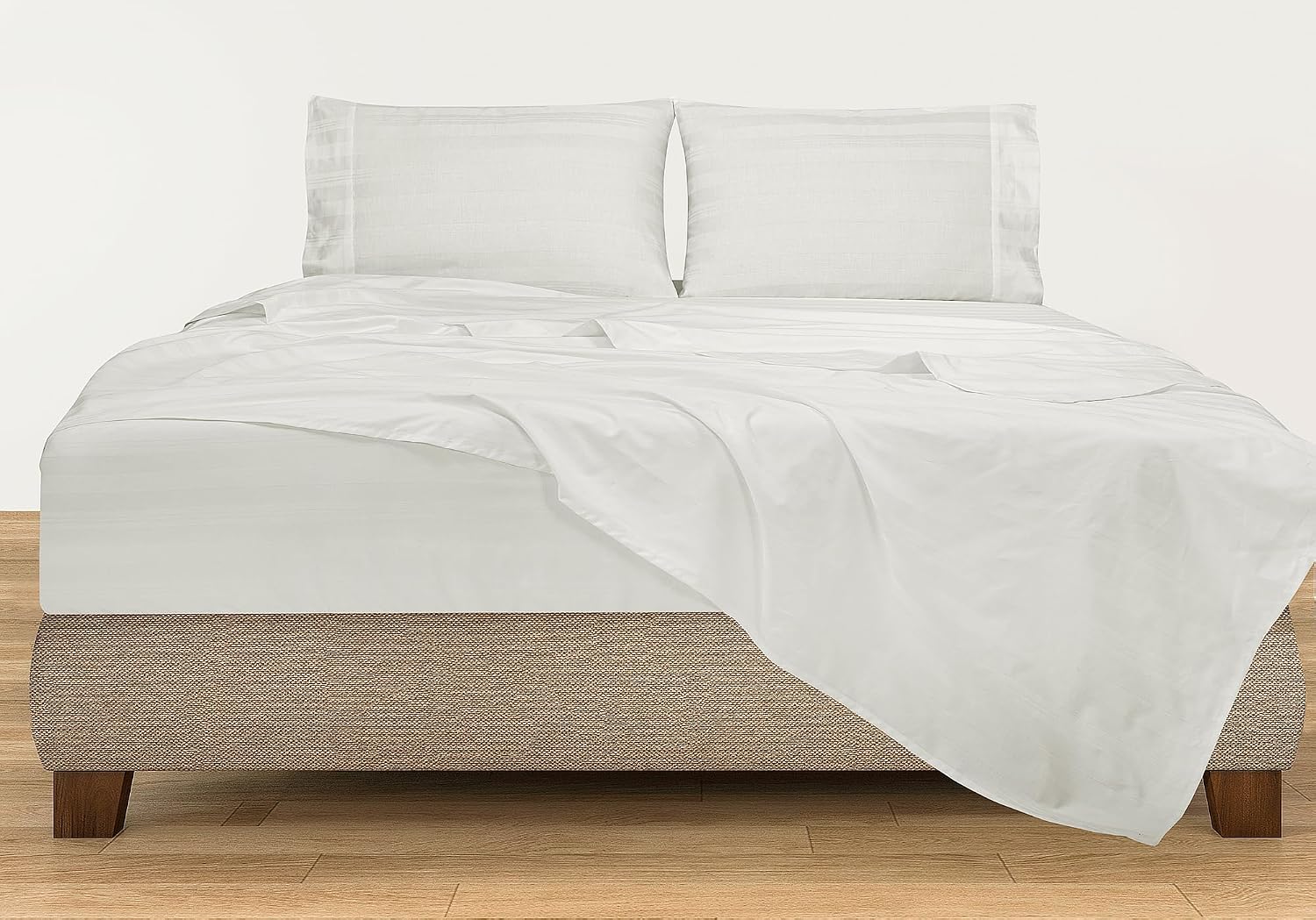 Royalelinens ROYALE LINENS 300 Thread Count 100% Long Staple Combed Cotton Striped Sheet Set - 4 Piece King Bed Sheets - 1 Fitted, 1 Flat &…