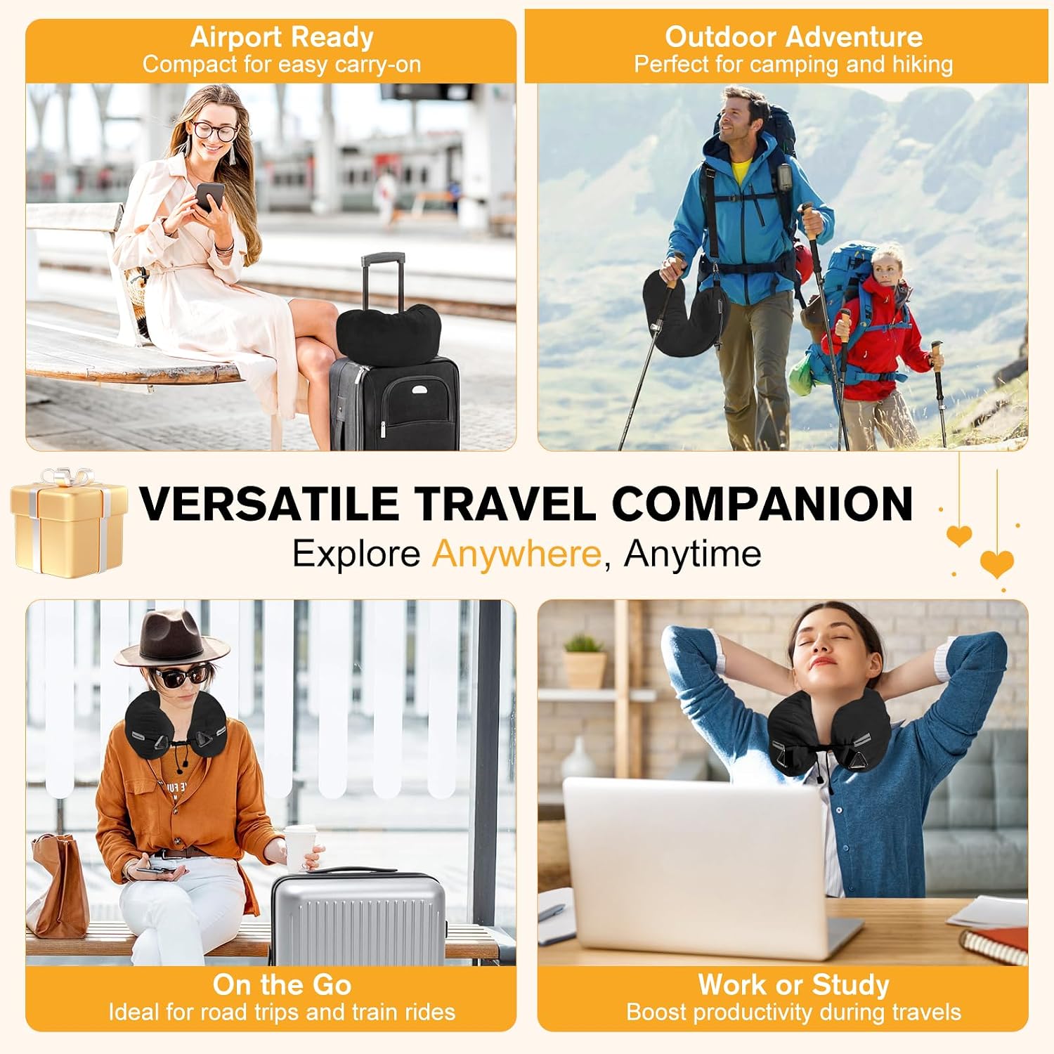 DreamShore Travel Pillow for Extra Luggage:Stuffable Neck Pillow with Adjustable Neck Size|Fits 3+ Days of Travel…