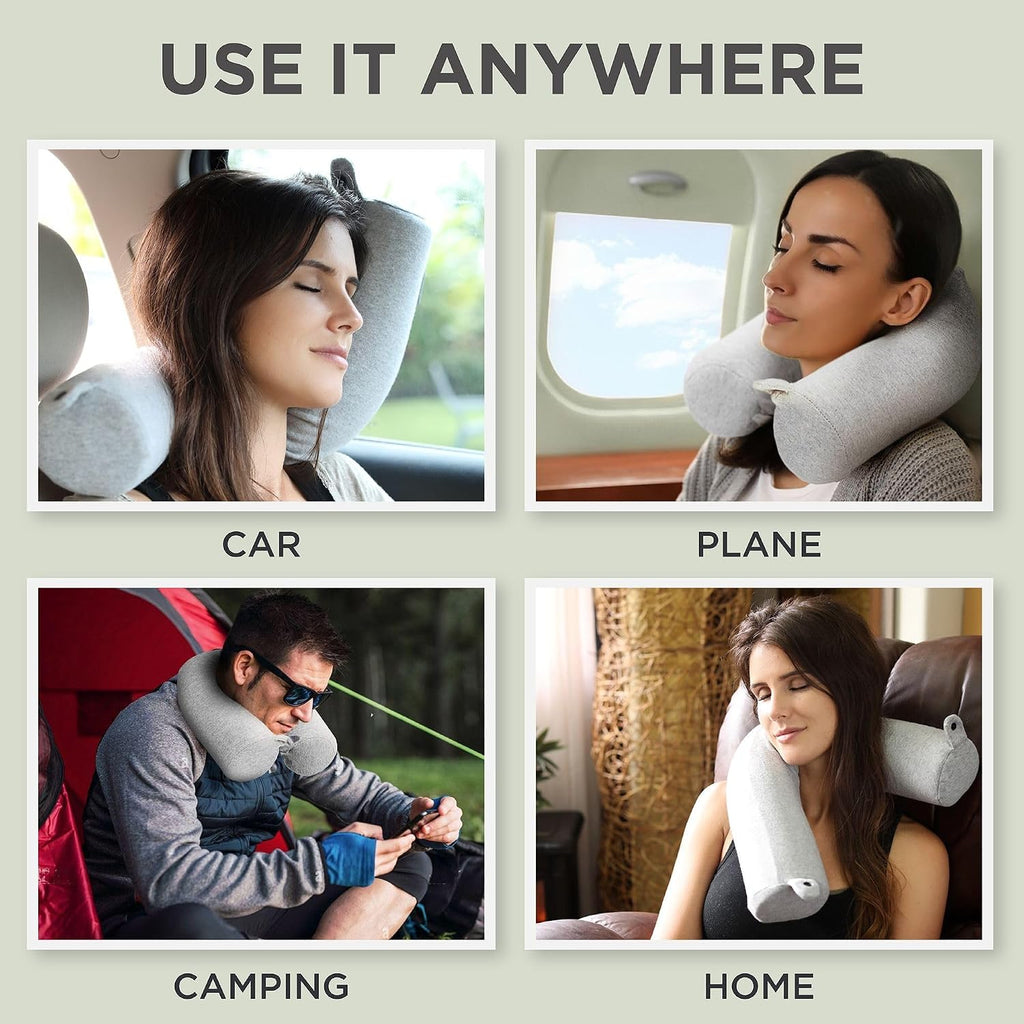 Dot&Dot Twist Memory Foam Travel Pillow for Airplane, Car and Home, Travel Neck Pillow for Sleeping, Airplane Pillow for Neck Suppor…