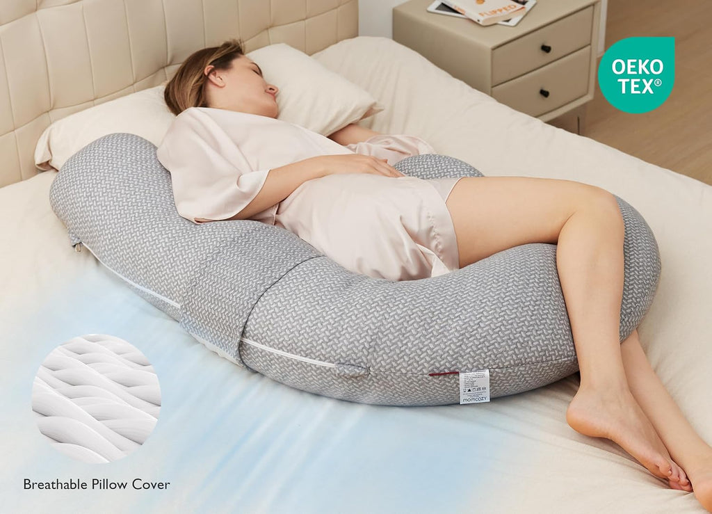 Momcozy Pregnancy Pillow, Original F Shaped Maternity Pillow for Pregnant Women with Adjustable Wedge Pillow, Full Body Support Pregnancy Pi…
