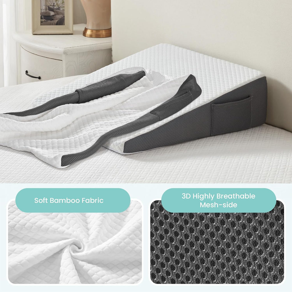 Cozymaker Wedge Pillow Cover Fitted 7.5" Bed Wedge Pillow Case 24" W x 24" x 7.5" H, Soft Machine Washable, Only One Cover 7.5 inch Bamboo