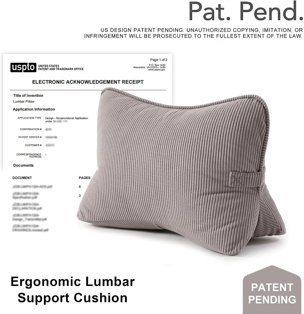 Ailuteie Pat. Pend. Corduroy Lumbar Support Pillow for Watching TV, Reading & Gaming, Triangle Cushion for Sofa, Armchair, Couch or Bed, Re…