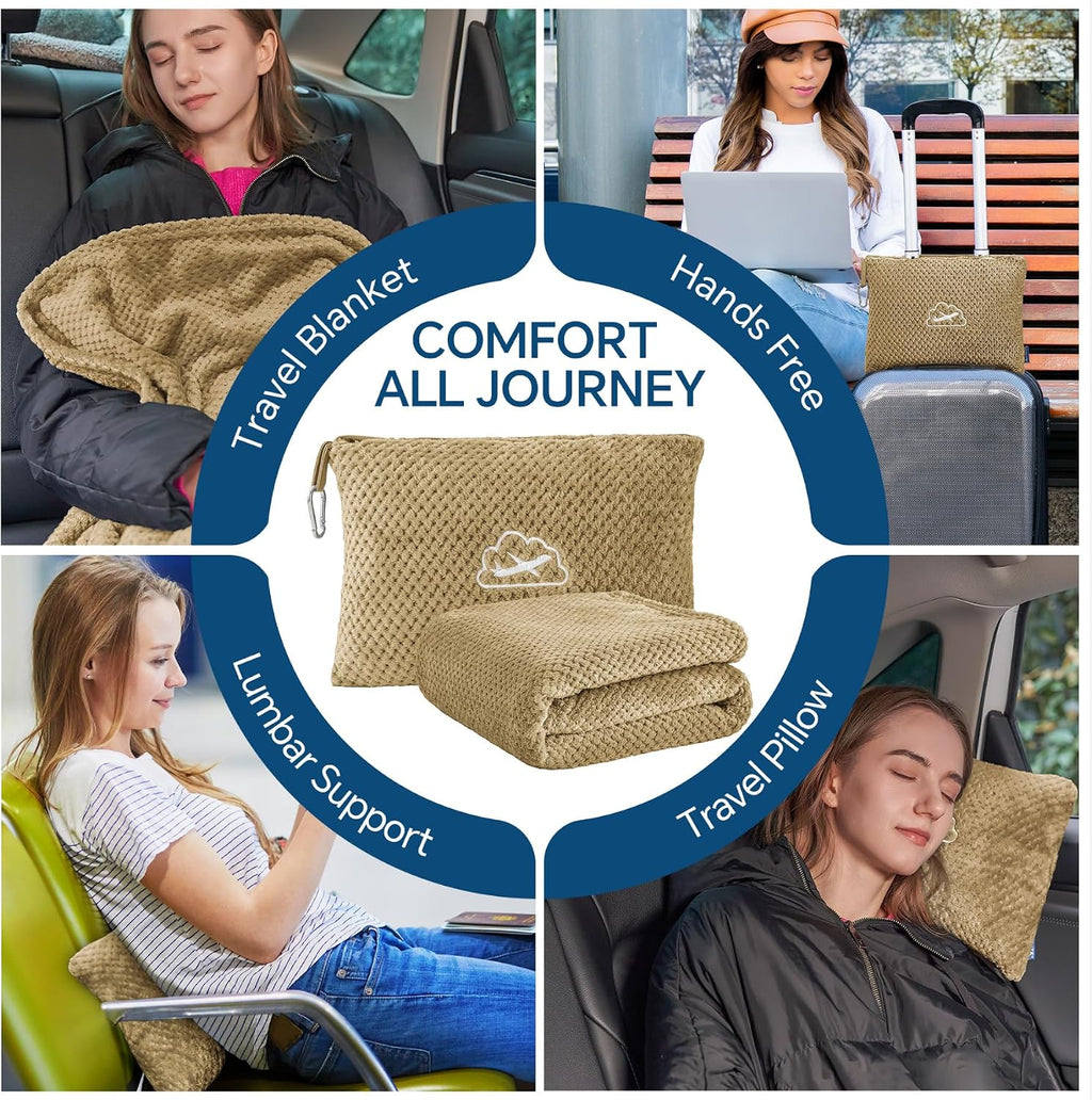 Bedelite Travel Blanket with Bag, Ultra-Soft Jacquard Fleece Blanket with Luggage Sleeve & Backpack Clip, Airplane Blanket Travel Essential…