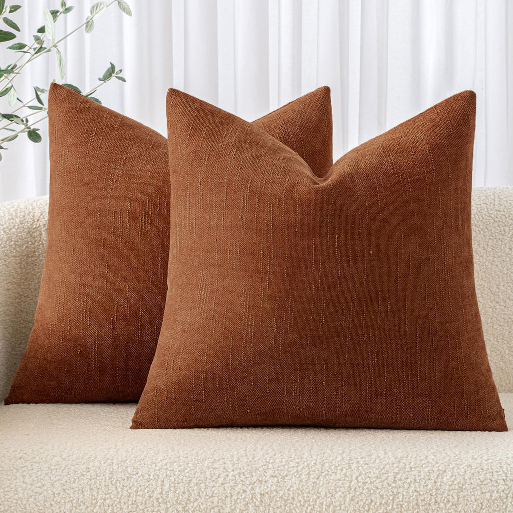 MIULEE Pack of 2 Decorative Throw Pillow Covers Soft Chenille Throw Pillows Solid Textured Cushion Covers for Couch Sofa Bedroom Living…